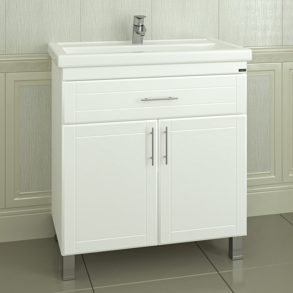 Мебель для ванной комнаты СанТа Дублин 80 см напольная, белая, цвет белый 223005 - фото 2