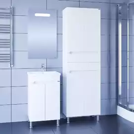 Мебель для ванной комнаты СанТа Лондон 50 см дверцы, напольная белая