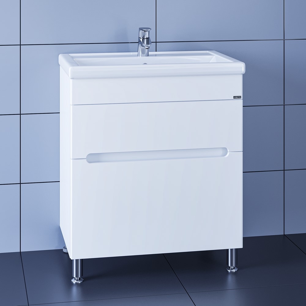 Мебель для ванной комнаты СанТа Лондон 70 см 2 ящика, напольная белая, цвет белый 224006л - фото 4