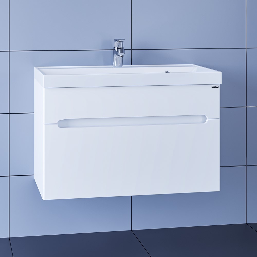 Мебель для ванной комнаты СанТа Лондон 80 см 2 ящика, подвесная белая, цвет белый 224004л - фото 4