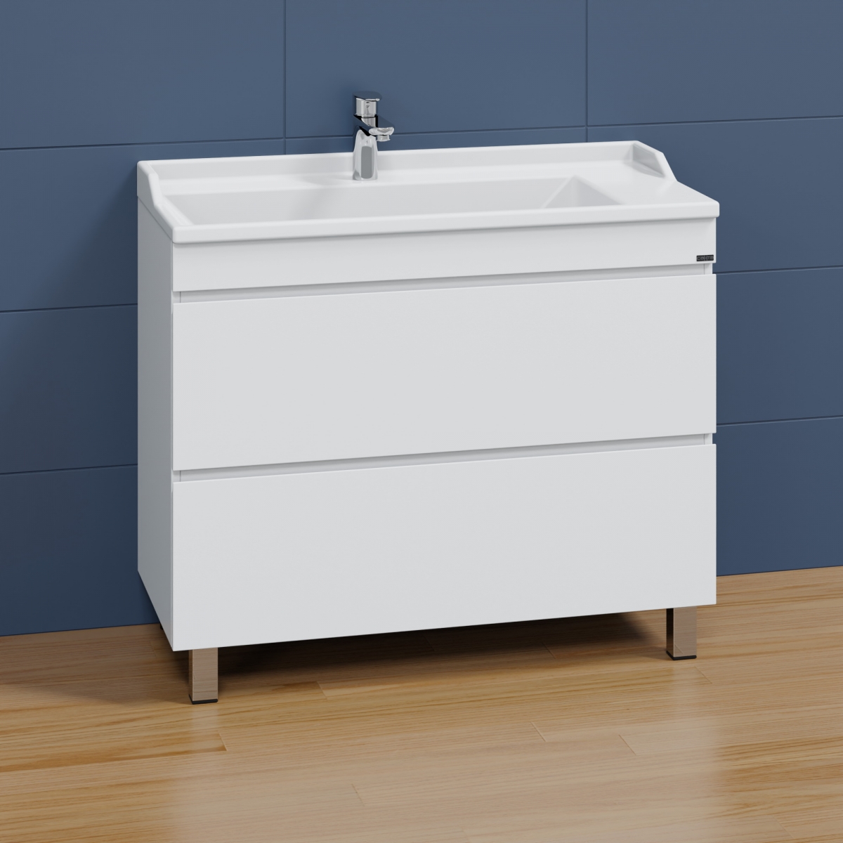 Мебель для ванной комнаты СанТа Марс 100 с 2-мя ящиками, напольная, белая, цвет белый
