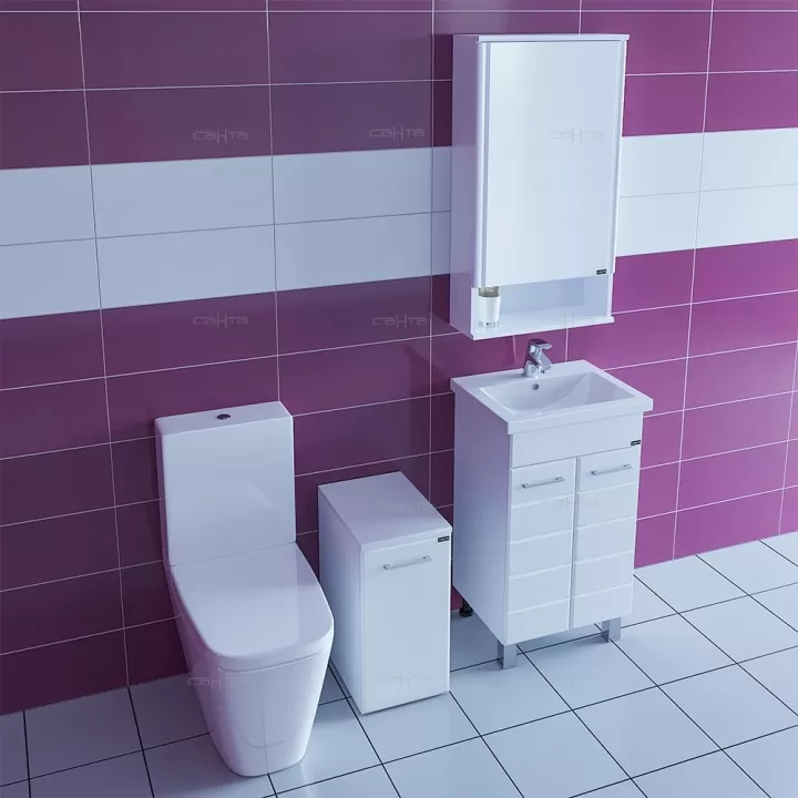 Мебель для ванной комнаты СанТа Омега 50 см 2 дверцы, напольная белая, цвет белый 207001 - фото 4