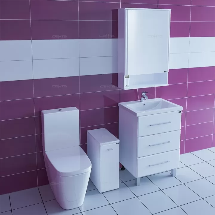 Мебель для ванной комнаты СанТа Омега 60 см 3 ящика, напольная белая, цвет белый 207046 - фото 4