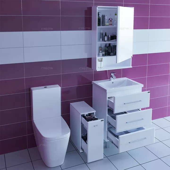 Мебель для ванной комнаты СанТа Омега 60 см 3 ящика, напольная белая, цвет белый 207046 - фото 5