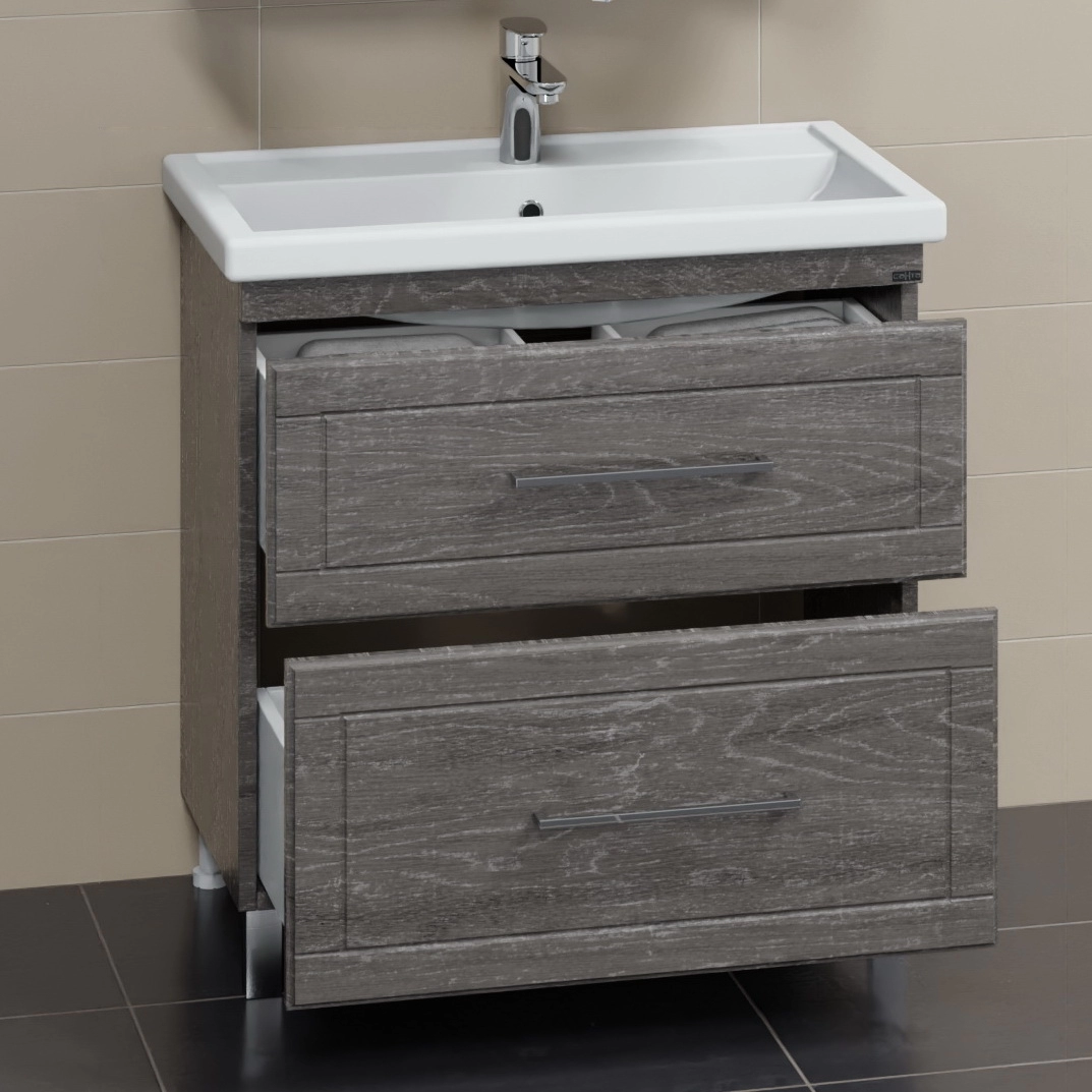 Мебель для ванной комнаты СанТа Венера 80 см 2 ящика, напольная, дуб шале графит, цвет коричневый 221018 - фото 3