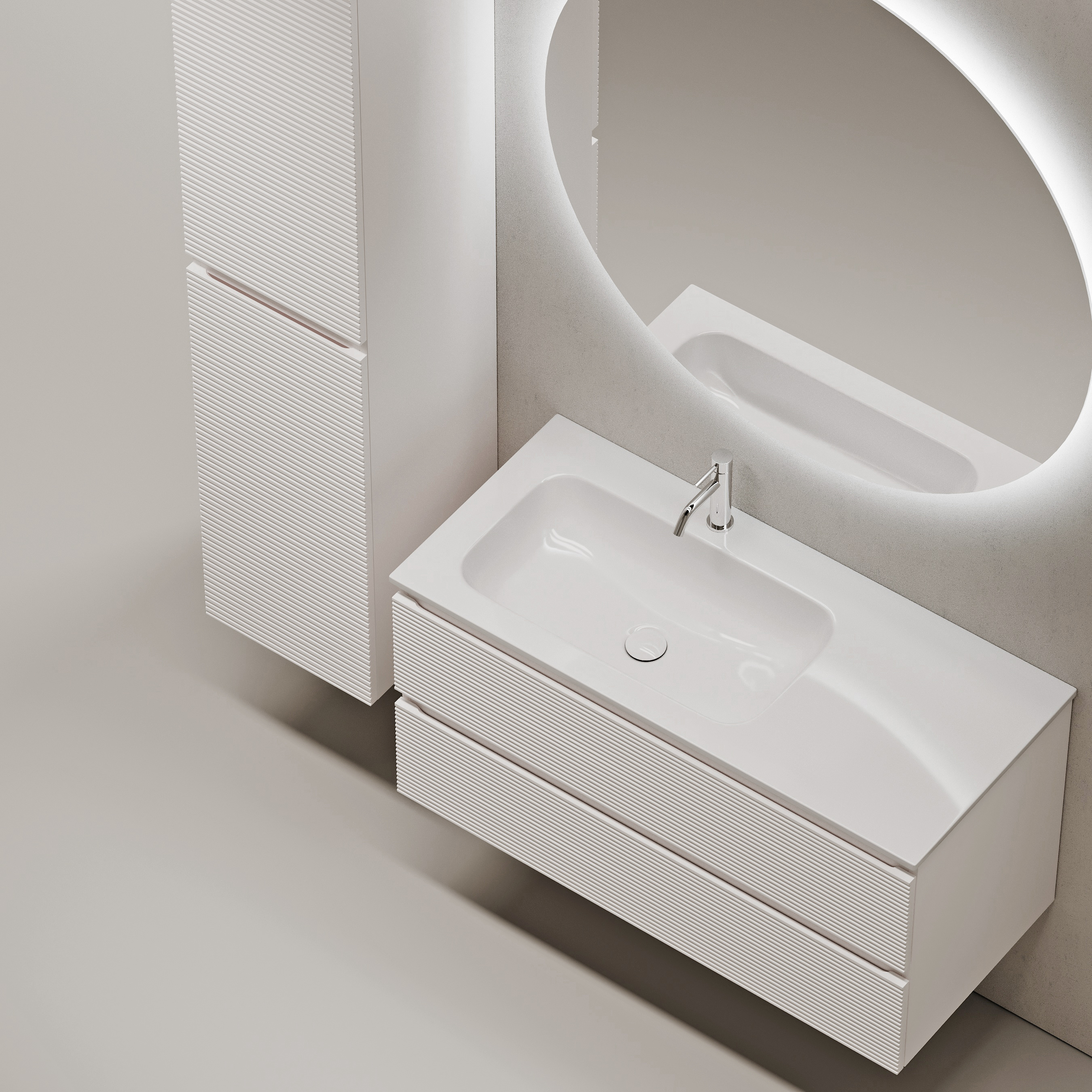 Мебель для ванной комнаты Sancos FOLK 100 см Bianco левая, цвет белый FL100LW - фото 2
