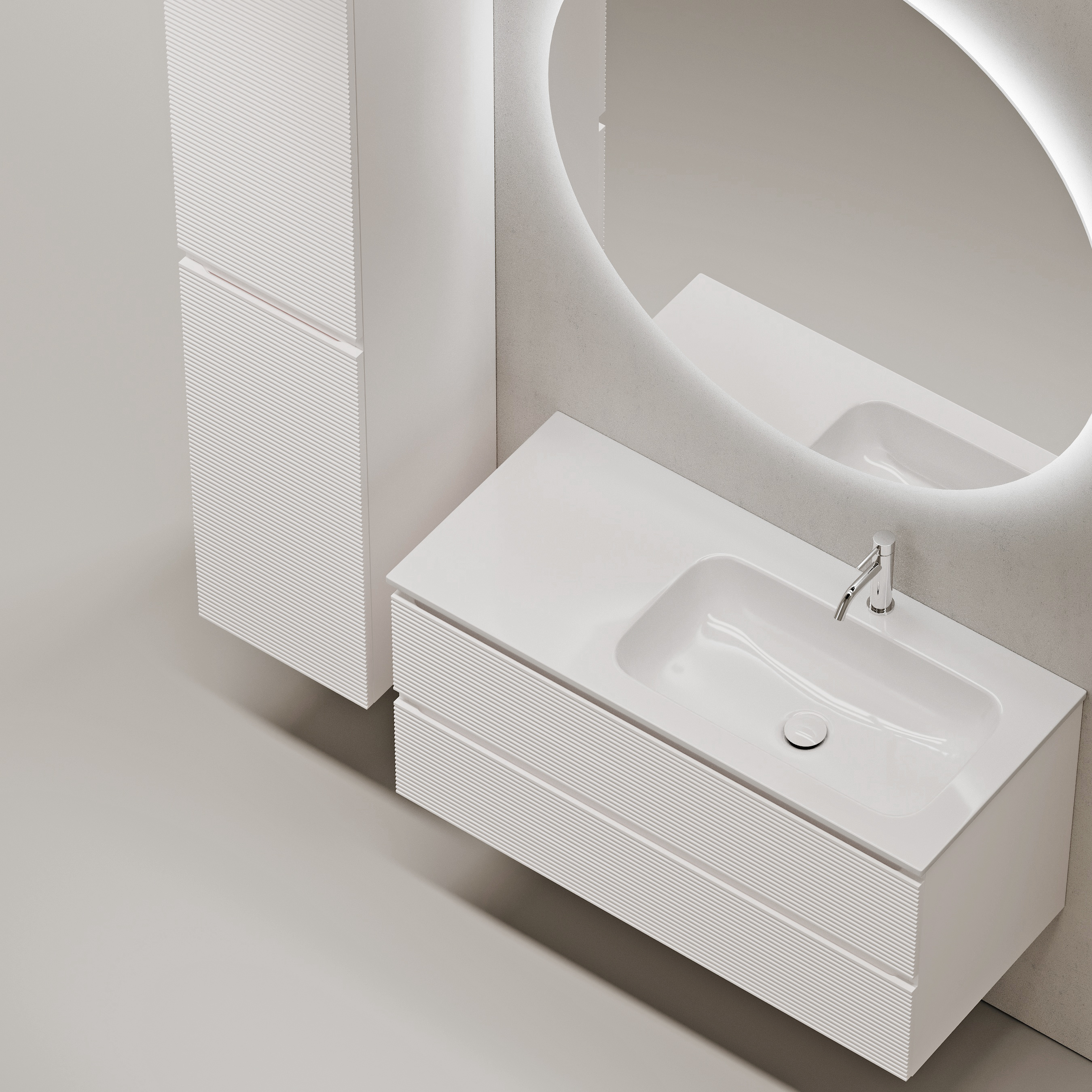 Мебель для ванной комнаты Sancos FOLK 100 см Bianco правая, цвет белый FL100RW - фото 3