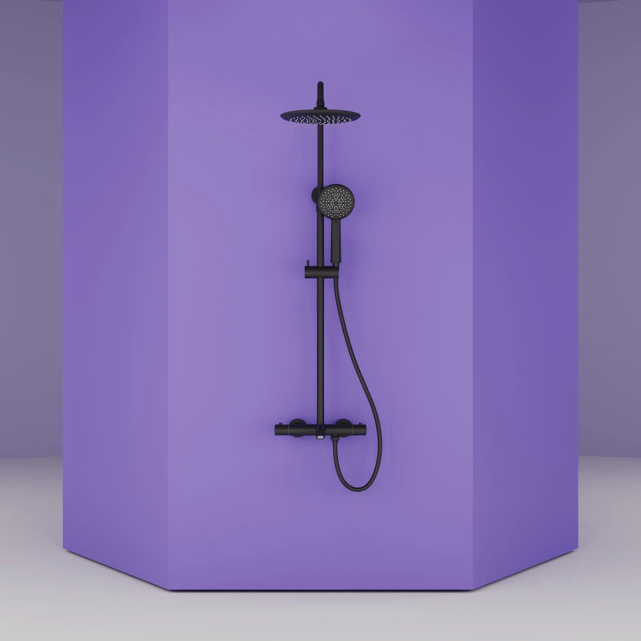 Душевая стойка Sancos Game SC3001MB черный матовый с термостатом и изливом 27555₽