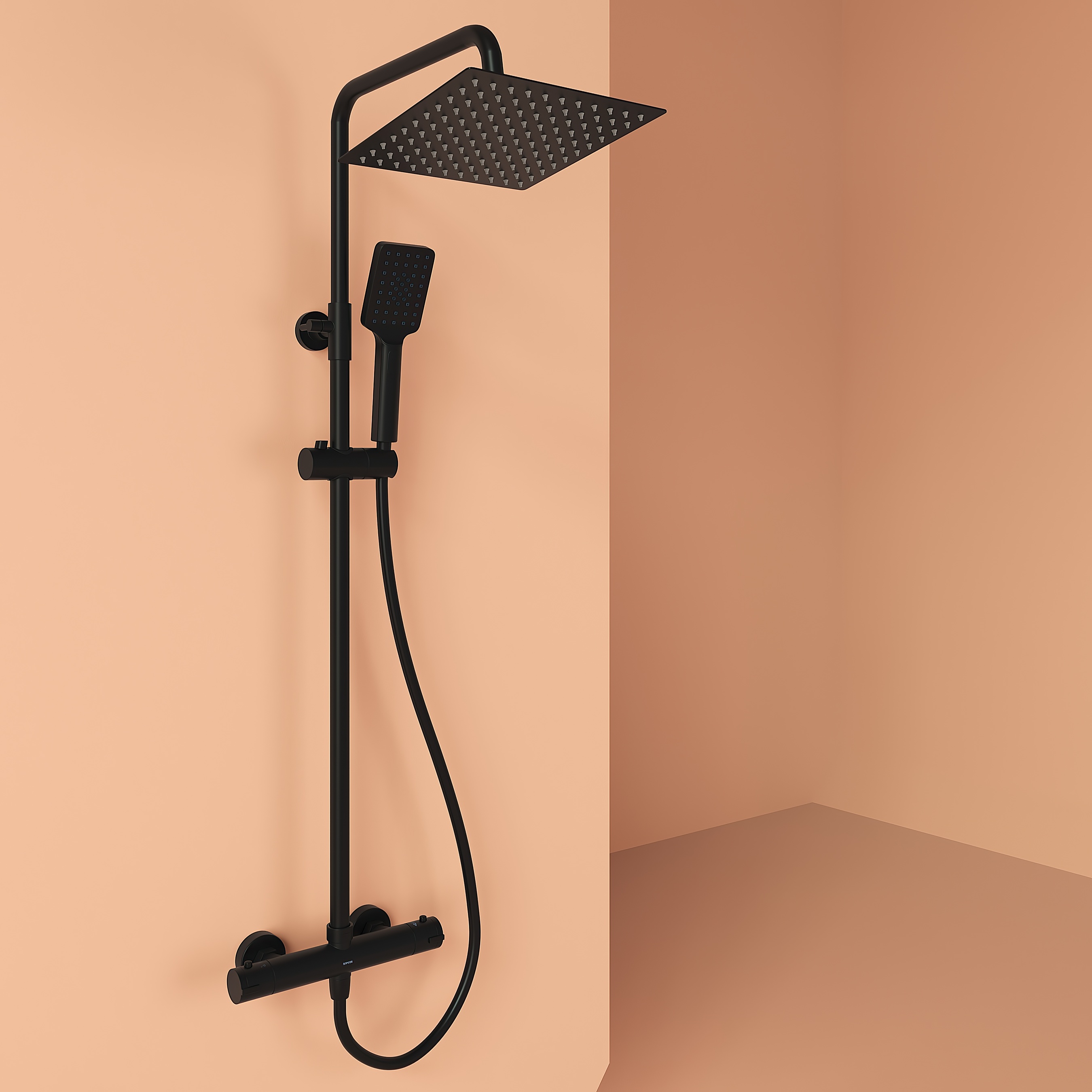 Душевая стойка Sancos Kanedo SC7100MB черная матовая с термостатом без излива 24990₽