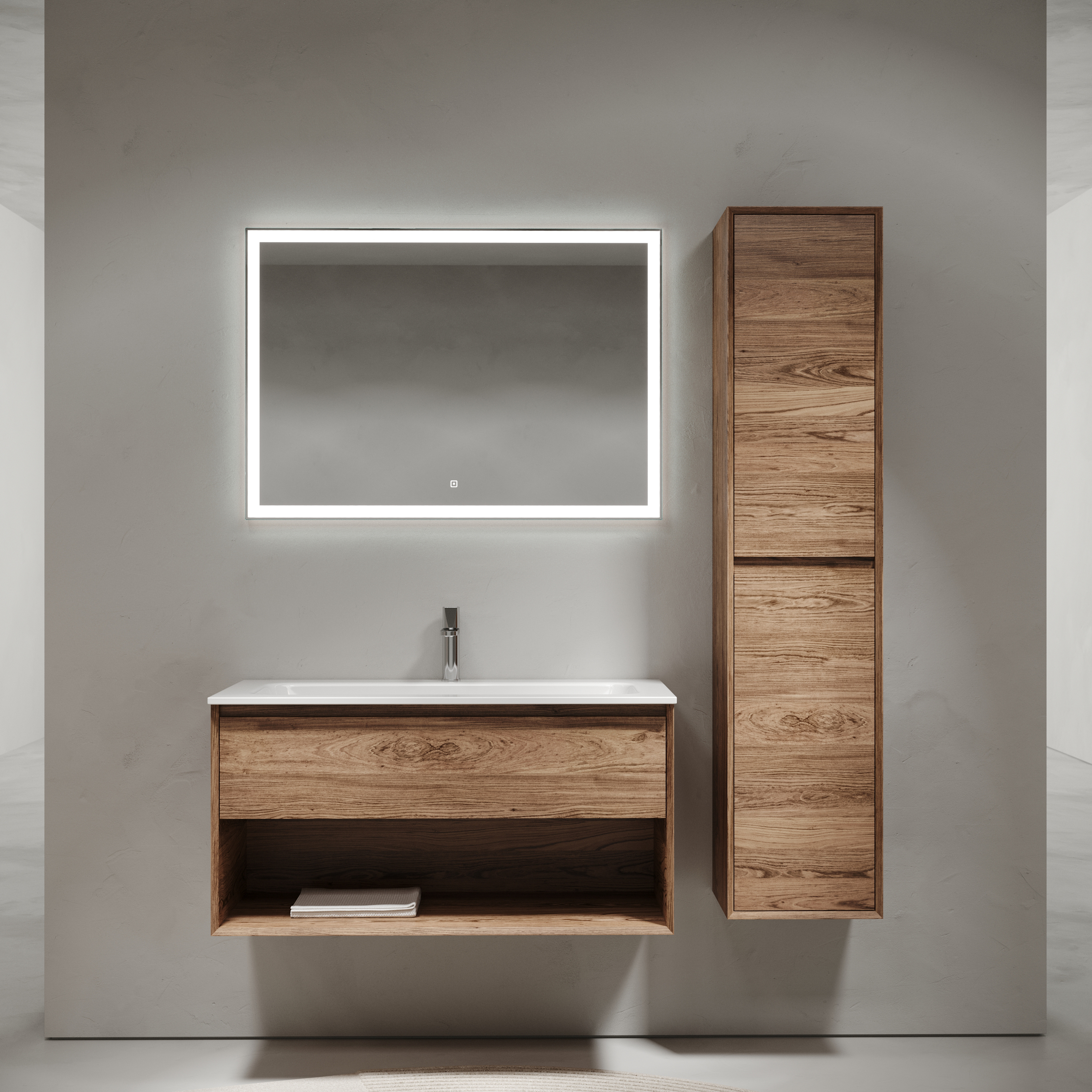 Мебель для ванной комнаты Sancos Marmi 1.0 100 см дуб чарльстон, цвет коричневый