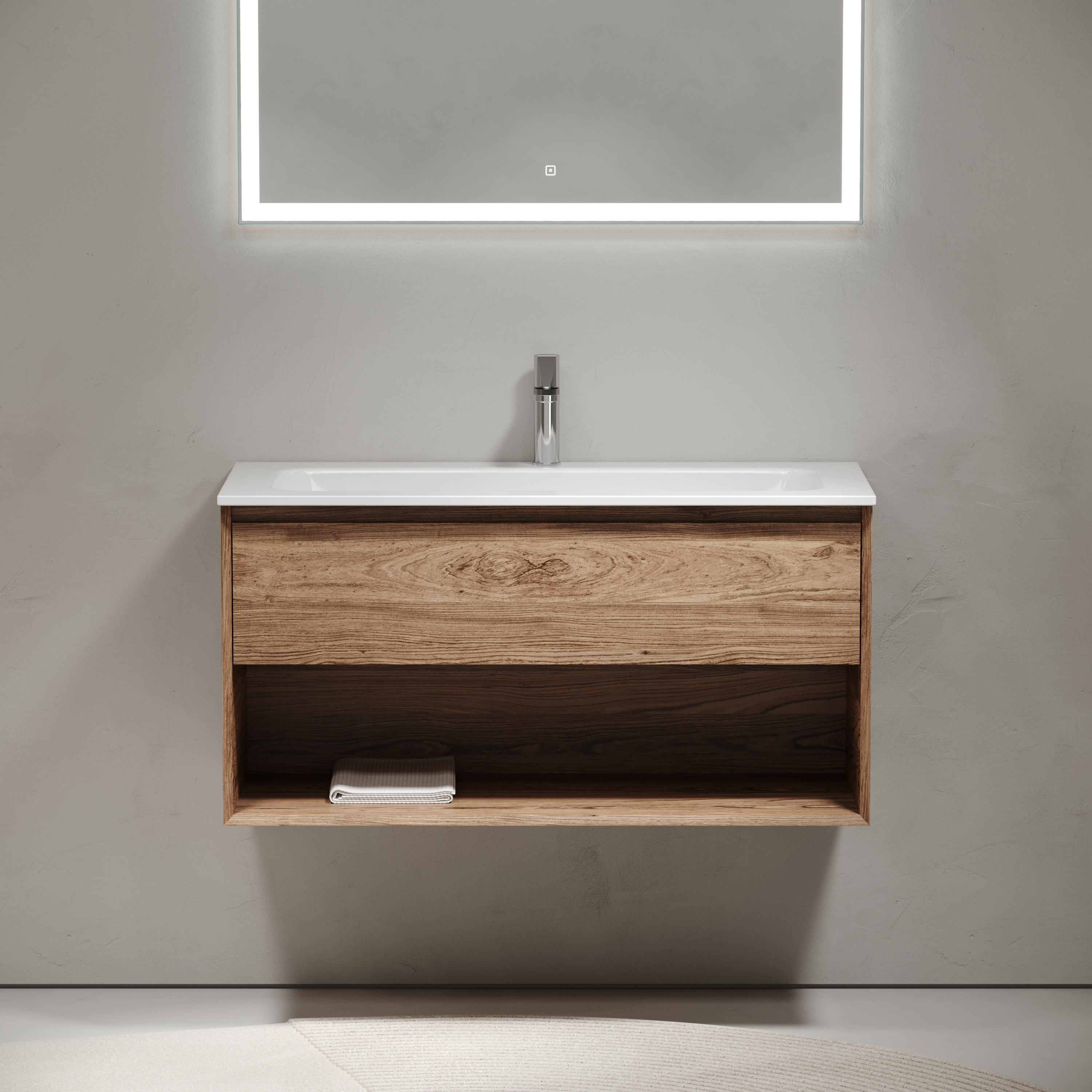 Мебель для ванной комнаты Sancos Marmi 1.0 100 см дуб чарльстон, цвет коричневый MR1.0100ECH - фото 3