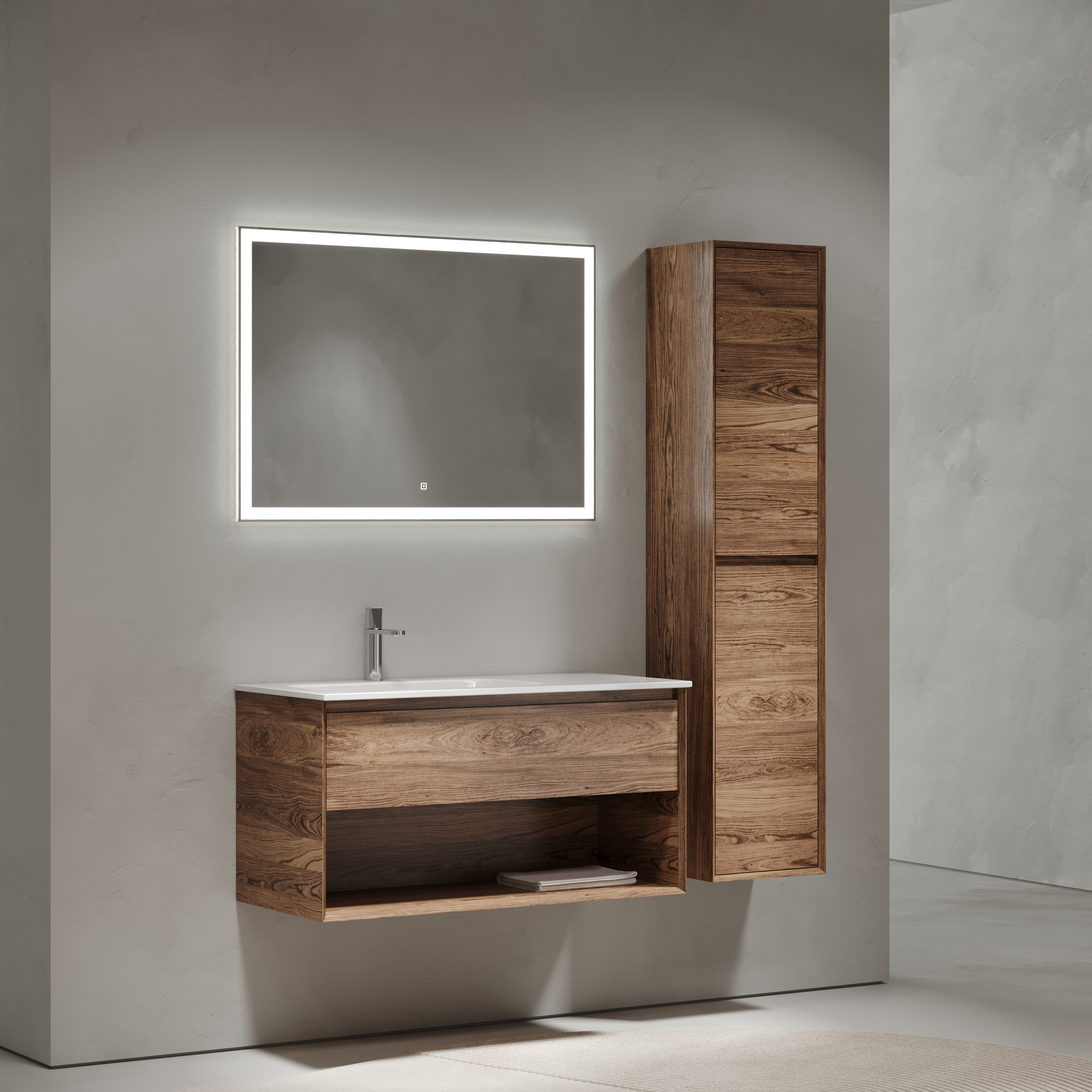 Мебель для ванной комнаты Sancos Marmi 1.0 100 см дуб чарльстон, левая, цвет коричневый MR1.0100LECH - фото 2