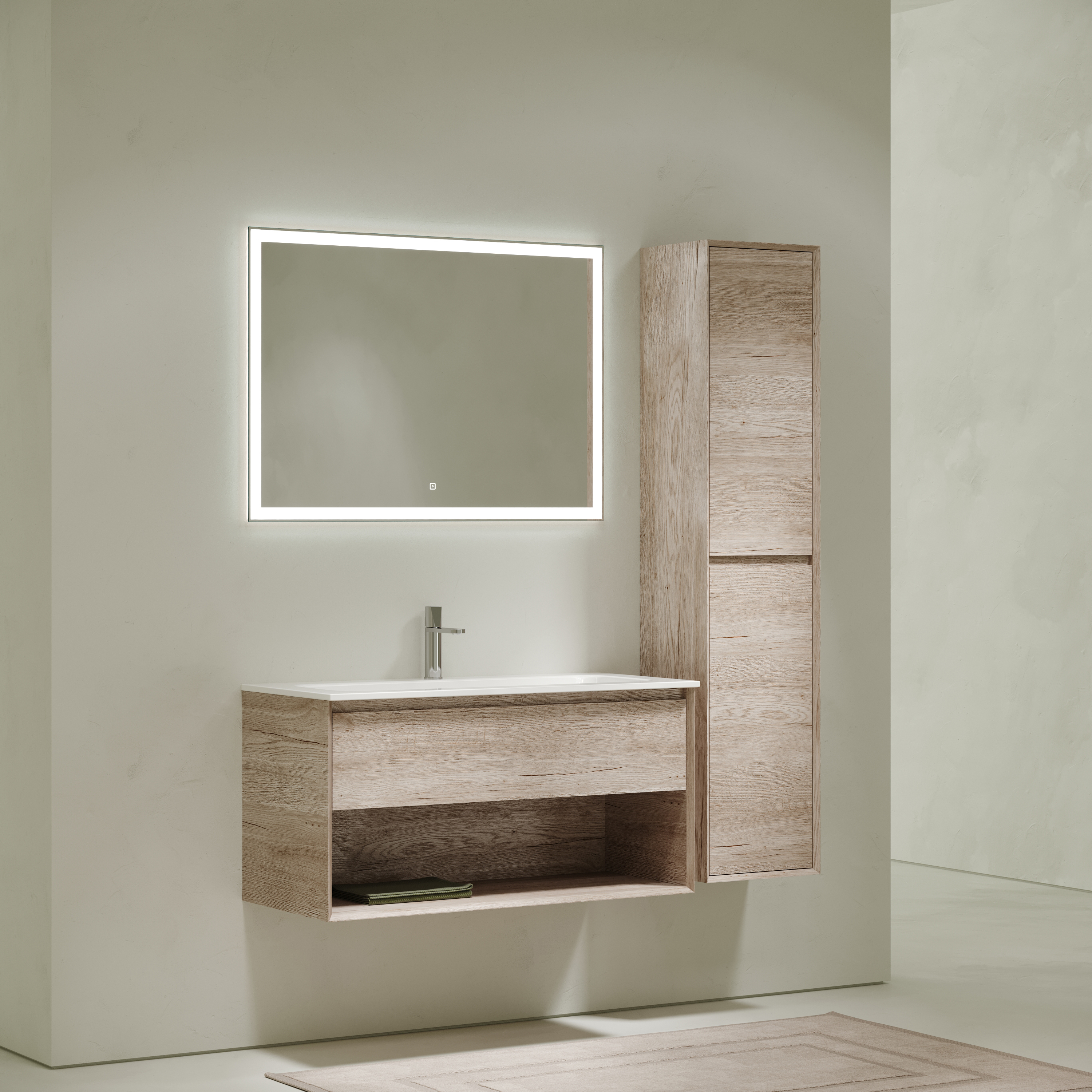 Мебель для ванной комнаты Sancos Marmi 1.0 100 см дуб галифакс натуральный, цвет коричневый MR1.0100EG - фото 2