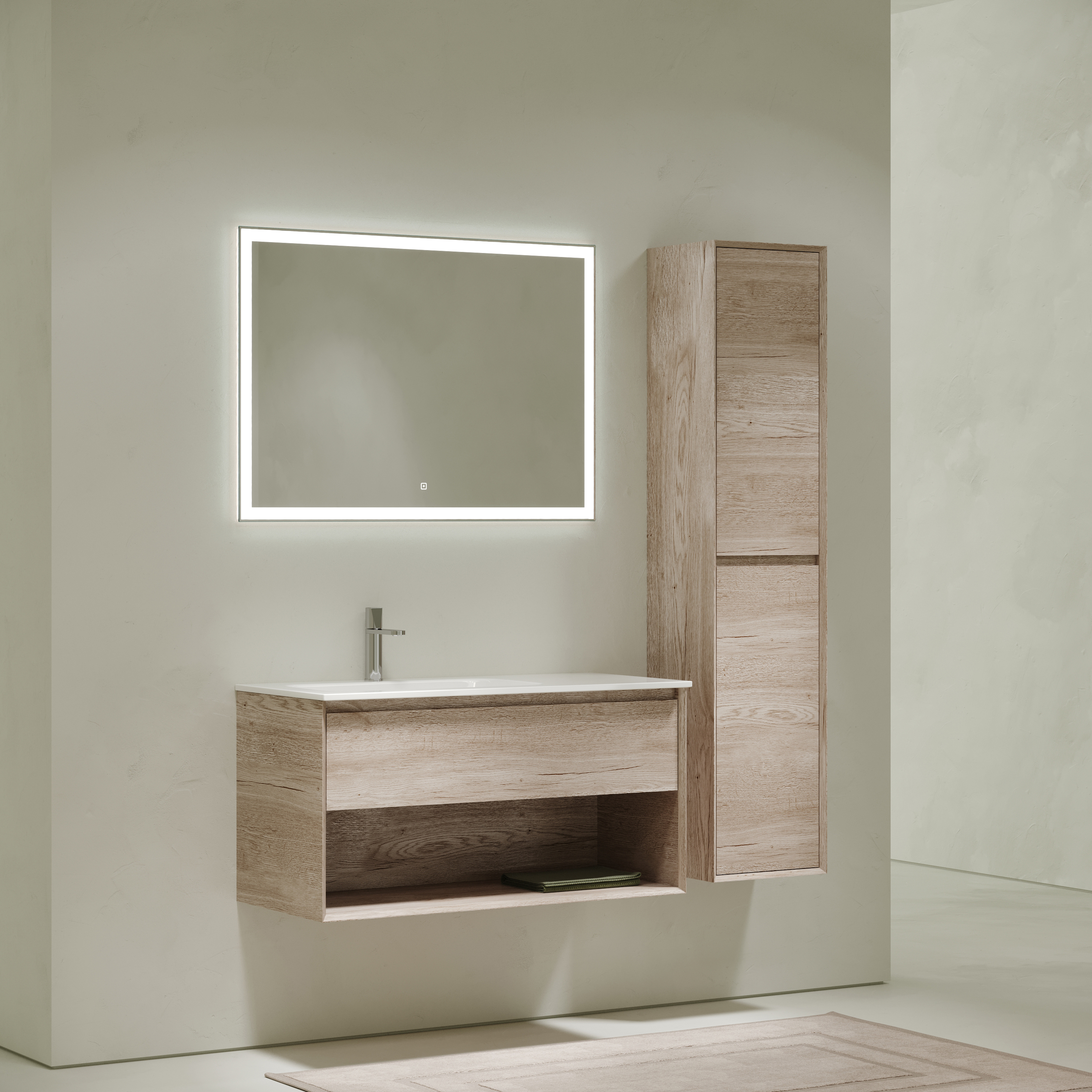 Мебель для ванной комнаты Sancos Marmi 1.0 100 см дуб галифакс натуральный, левая, цвет коричневый MR1.0100LEG - фото 2