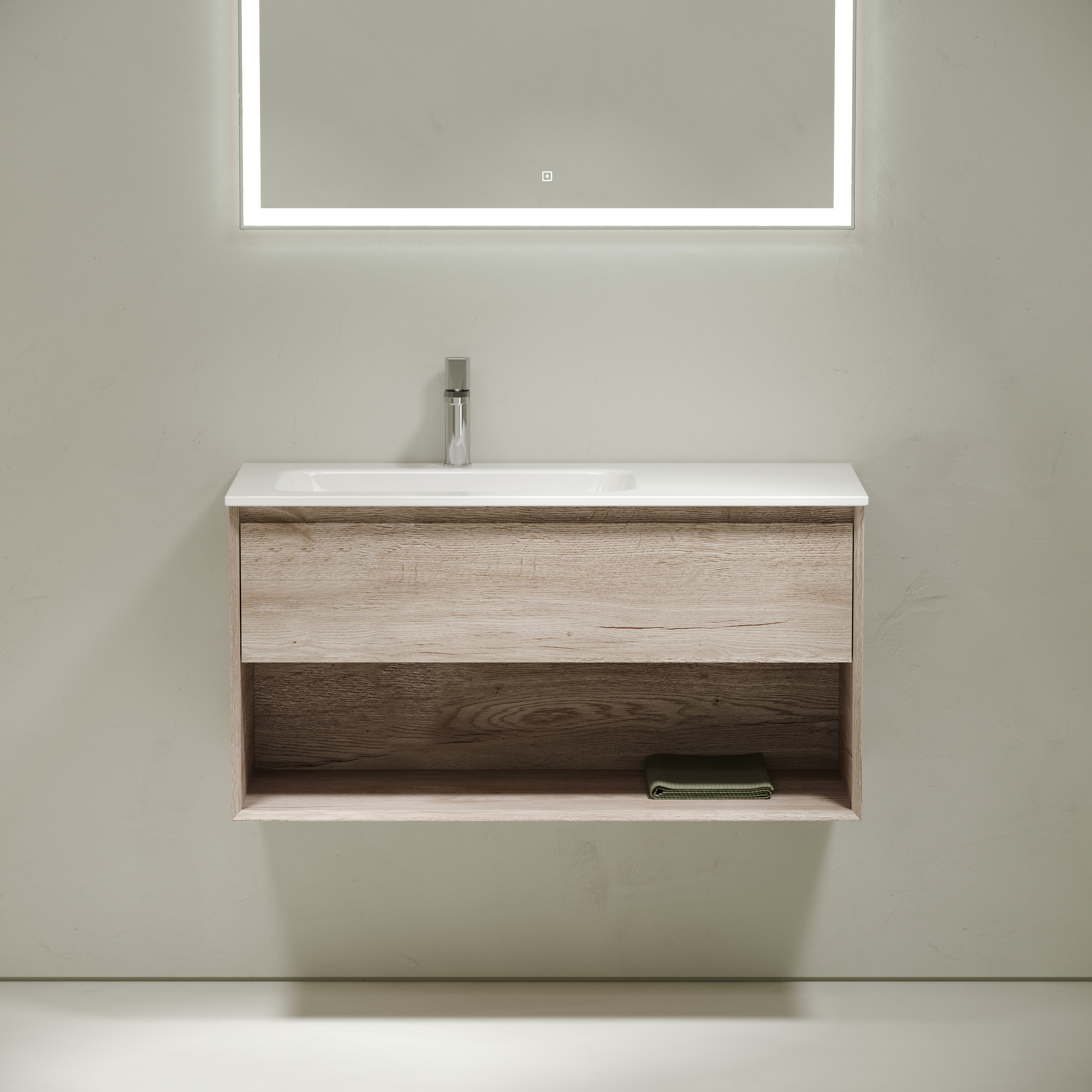 Мебель для ванной комнаты Sancos Marmi 1.0 100 см дуб галифакс натуральный, левая, цвет коричневый MR1.0100LEG - фото 3