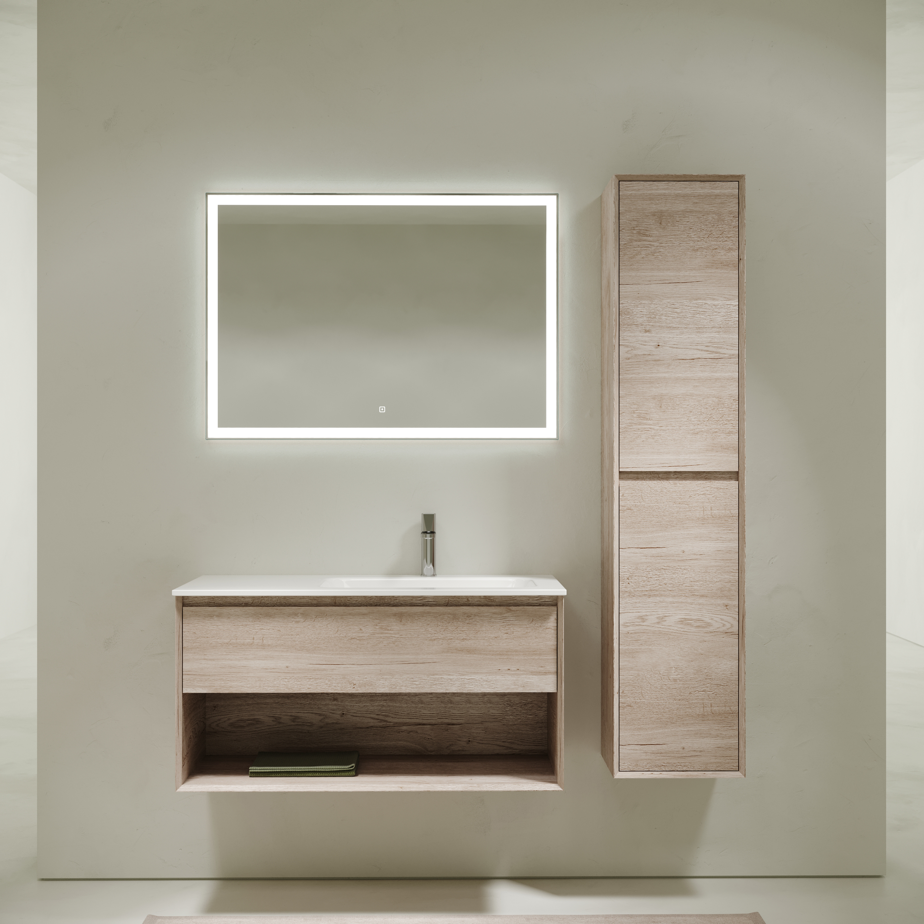 Мебель для ванной комнаты Sancos Marmi 1.0 100 см дуб галифакс натуральный, правая, цвет коричневый