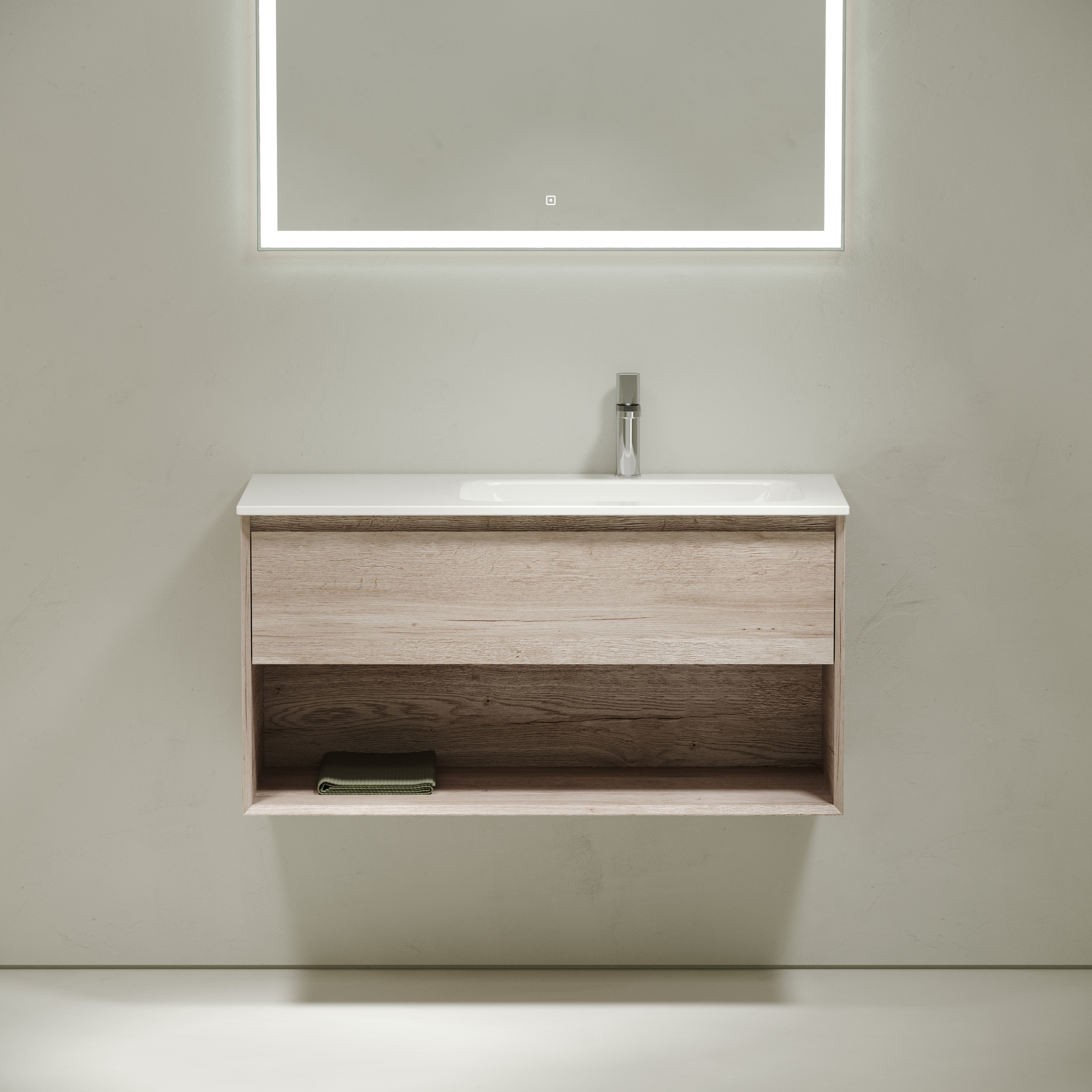 Мебель для ванной комнаты Sancos Marmi 1.0 100 см дуб галифакс натуральный, правая, цвет коричневый MR1.0100REG - фото 2