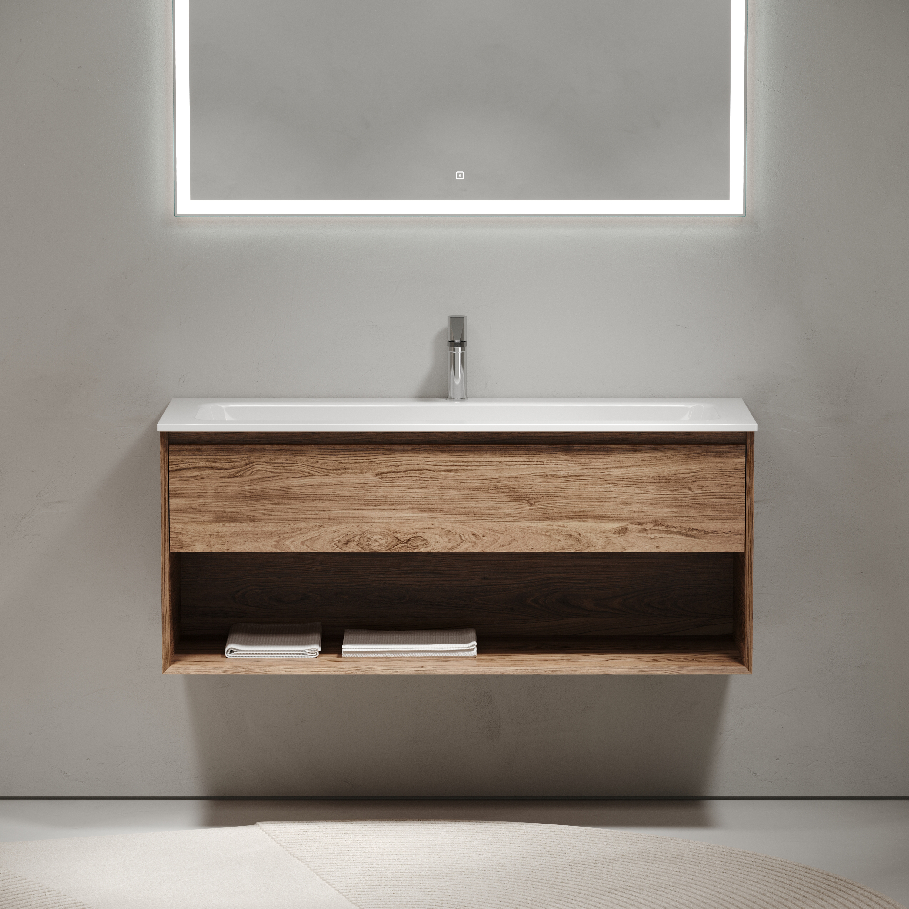 Мебель для ванной комнаты Sancos Marmi 1.0 120 см дуб чарльстон, цвет коричневый MR1.0120ECH - фото 3