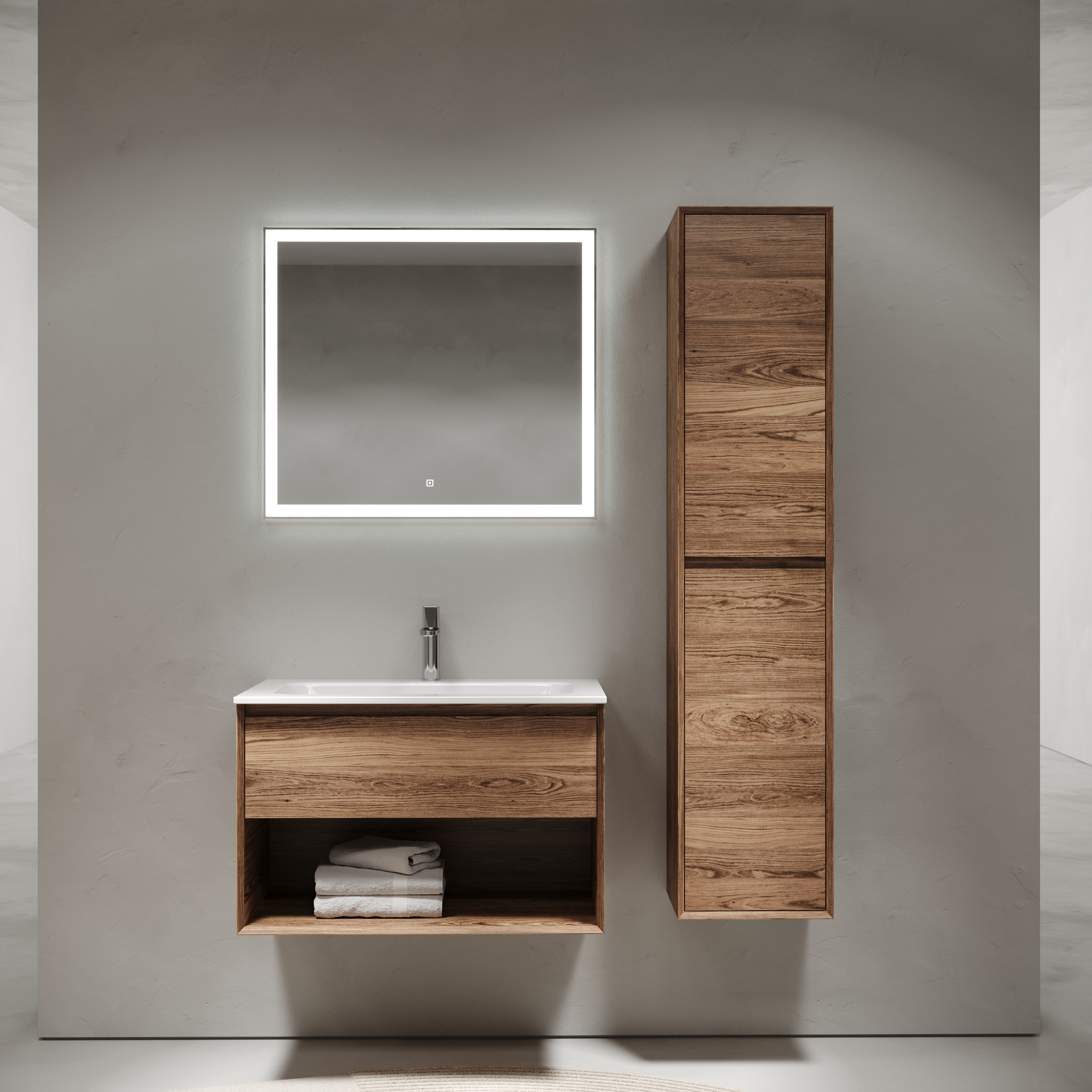 Мебель для ванной комнаты Sancos Marmi 1.0 80 см дуб чарльстон, цвет коричневый