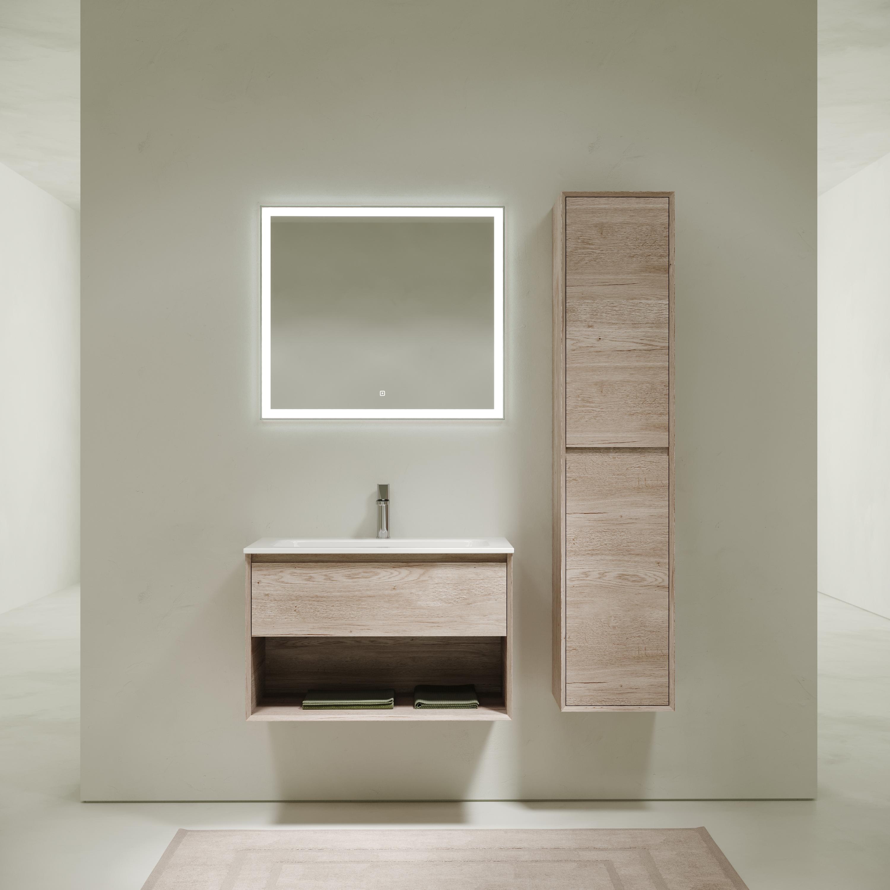 Мебель для ванной комнаты Sancos Marmi 1.0 80 см дуб галифакс натуральный, цвет коричневый