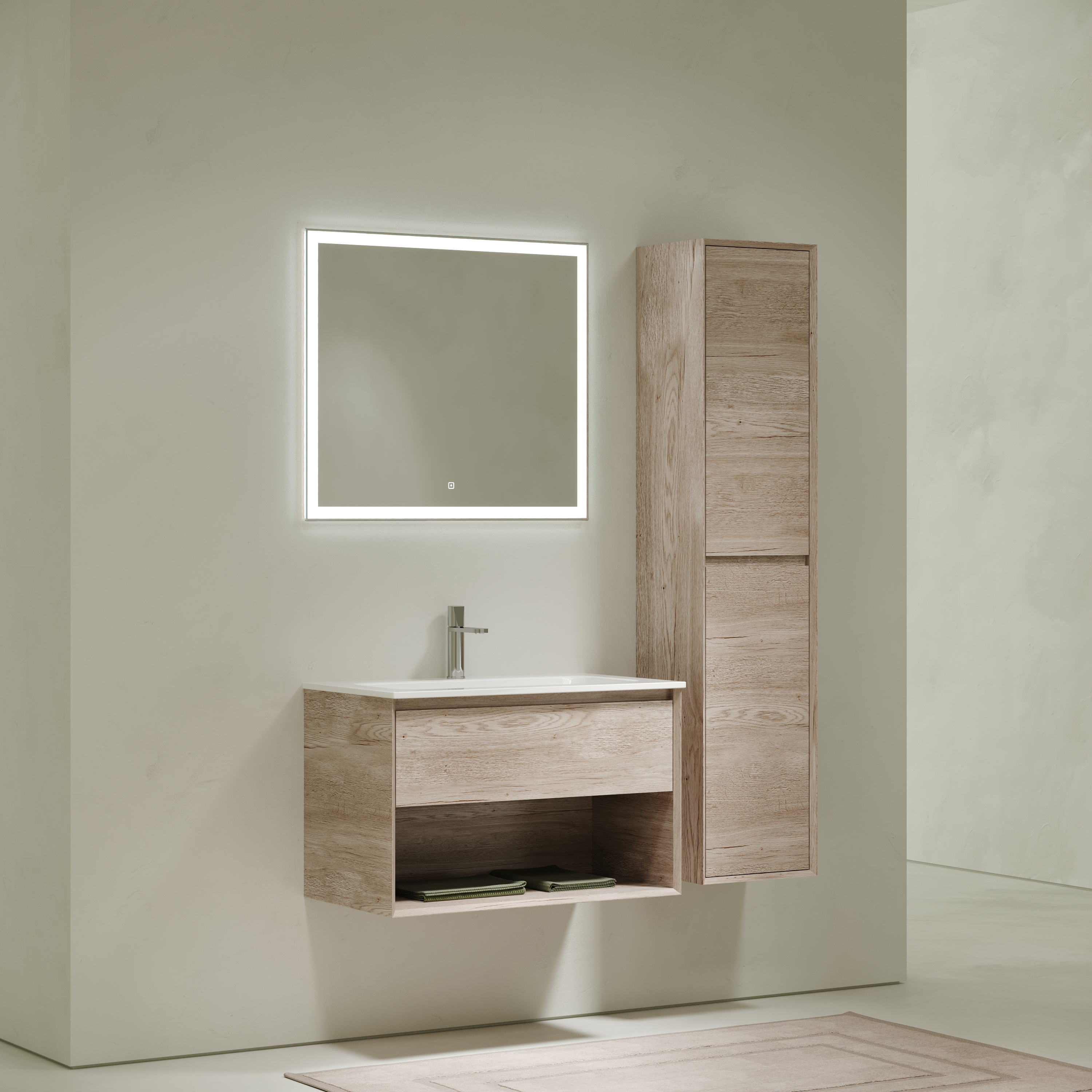 Мебель для ванной комнаты Sancos Marmi 1.0 80 см дуб галифакс натуральный, цвет коричневый MR1.080EG - фото 2