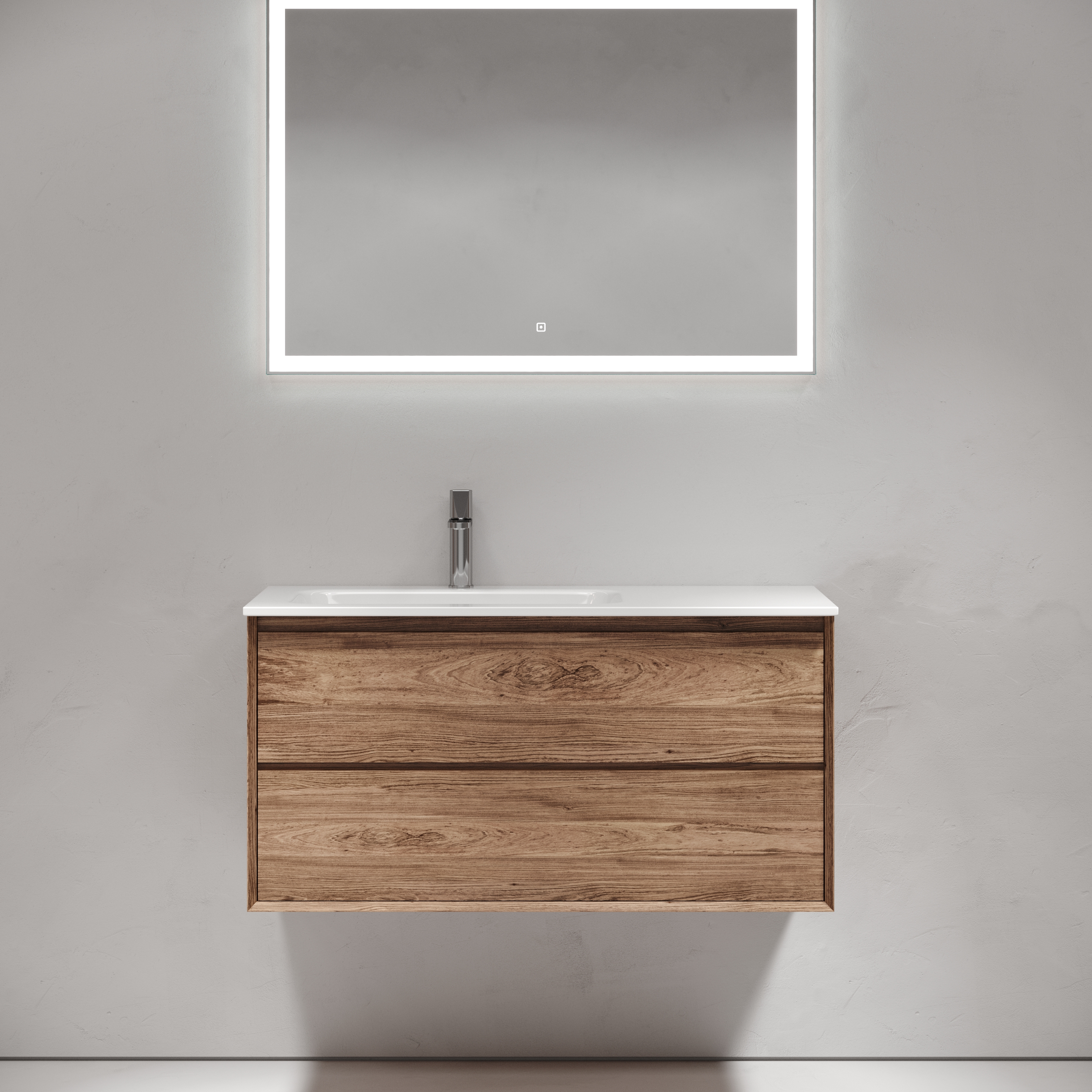 Мебель для ванной комнаты Sancos Marmi 2.0 100 см дуб чарльстон, левая, цвет коричневый