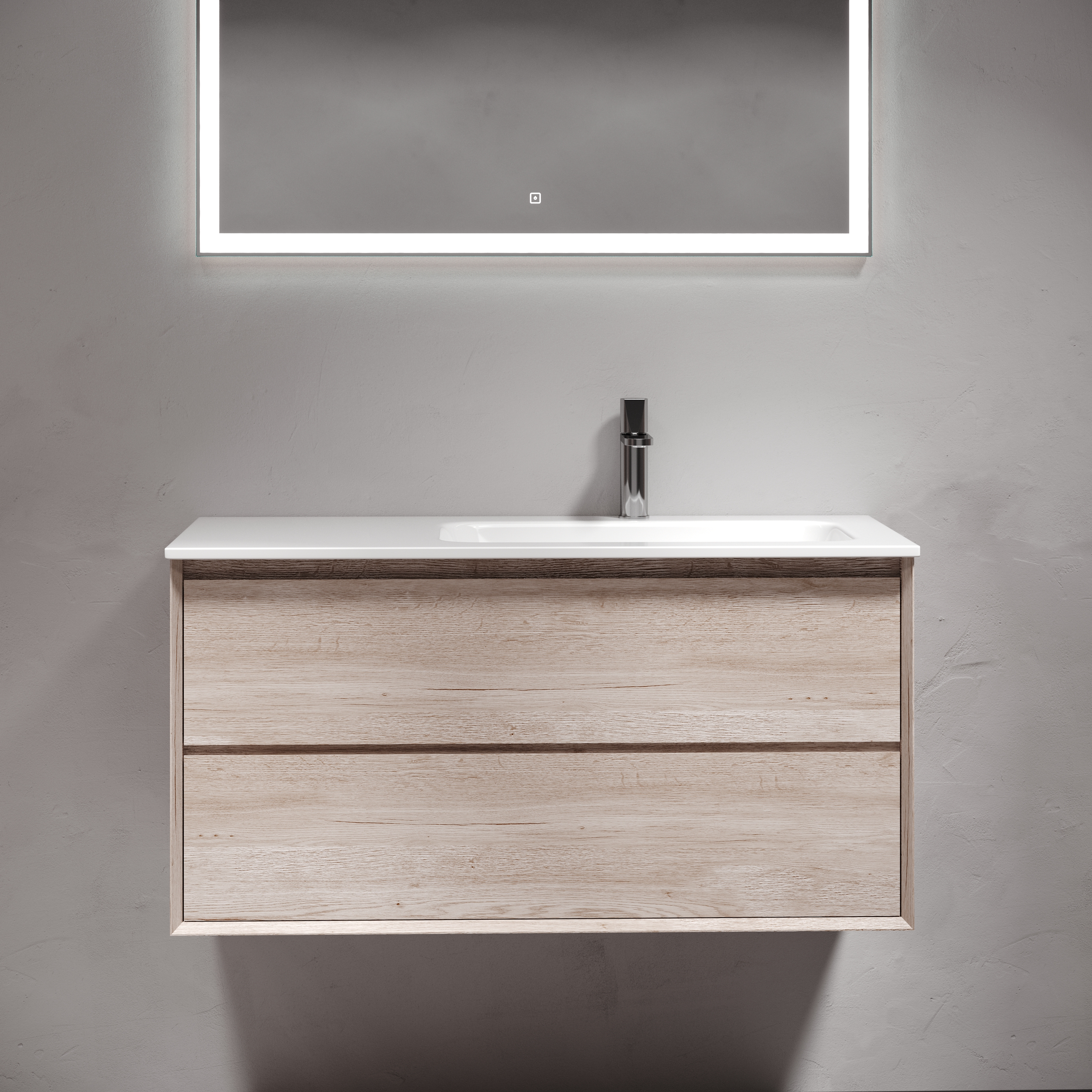 Мебель для ванной комнаты Sancos Marmi 2.0 100 см дуб галифакс натуральный, правая, цвет коричневый