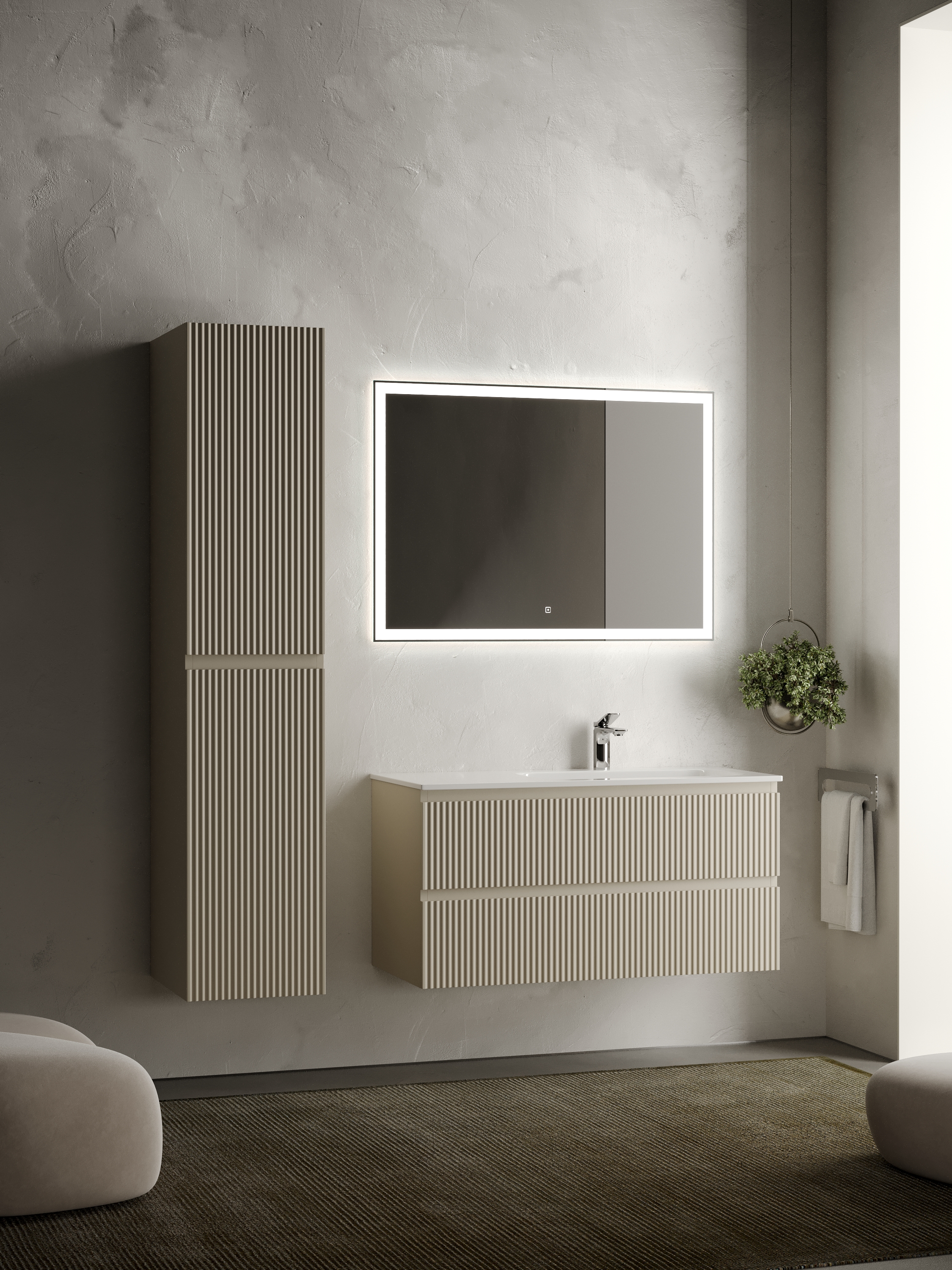 Мебель для ванной комнаты Sancos Snob R 102 см подвесная, Beige Soft, цвет бежевый SNR100RCE - фото 3
