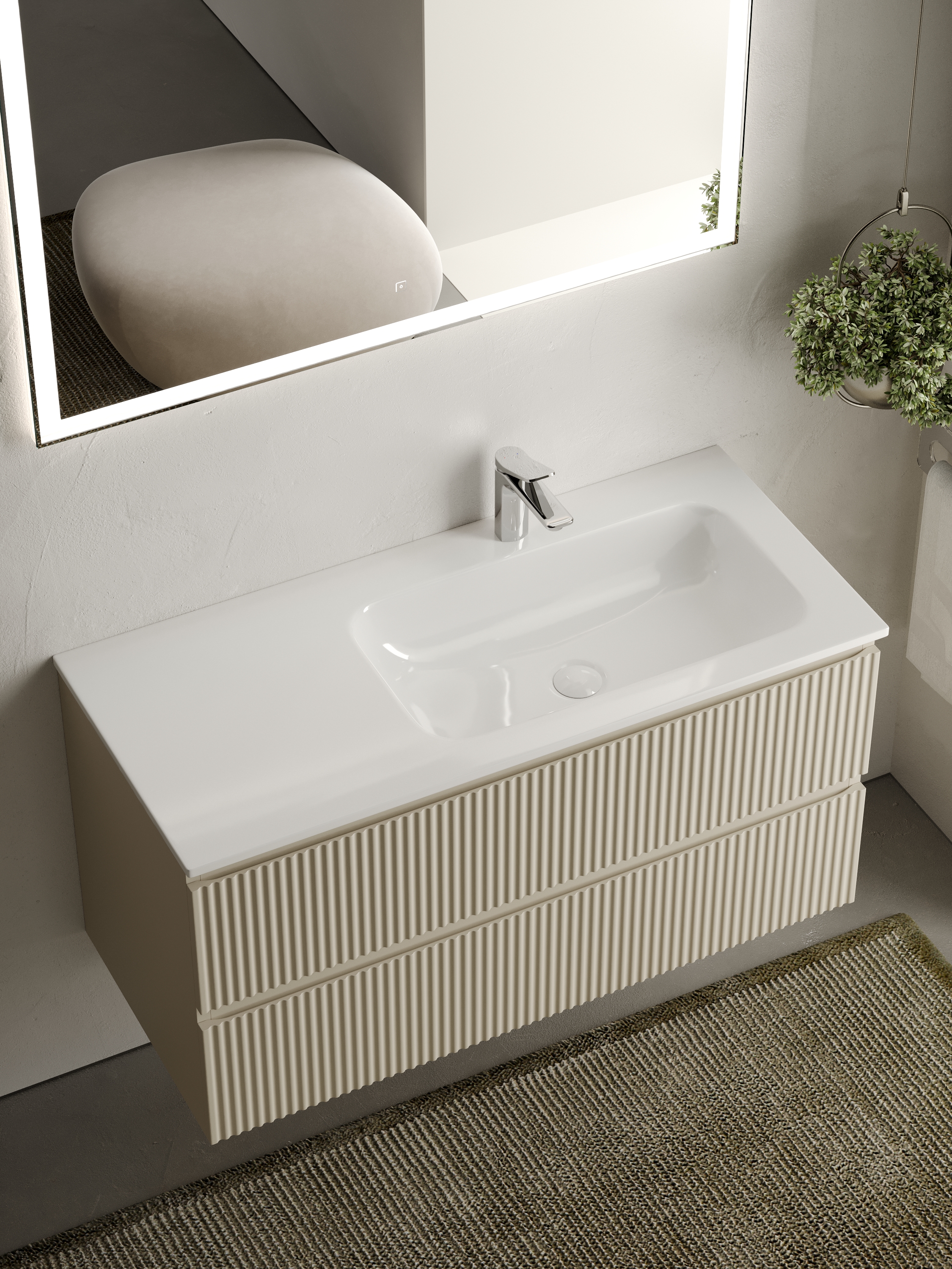 Мебель для ванной комнаты Sancos Snob R 102 см подвесная, Beige Soft, цвет бежевый SNR100RCE - фото 5