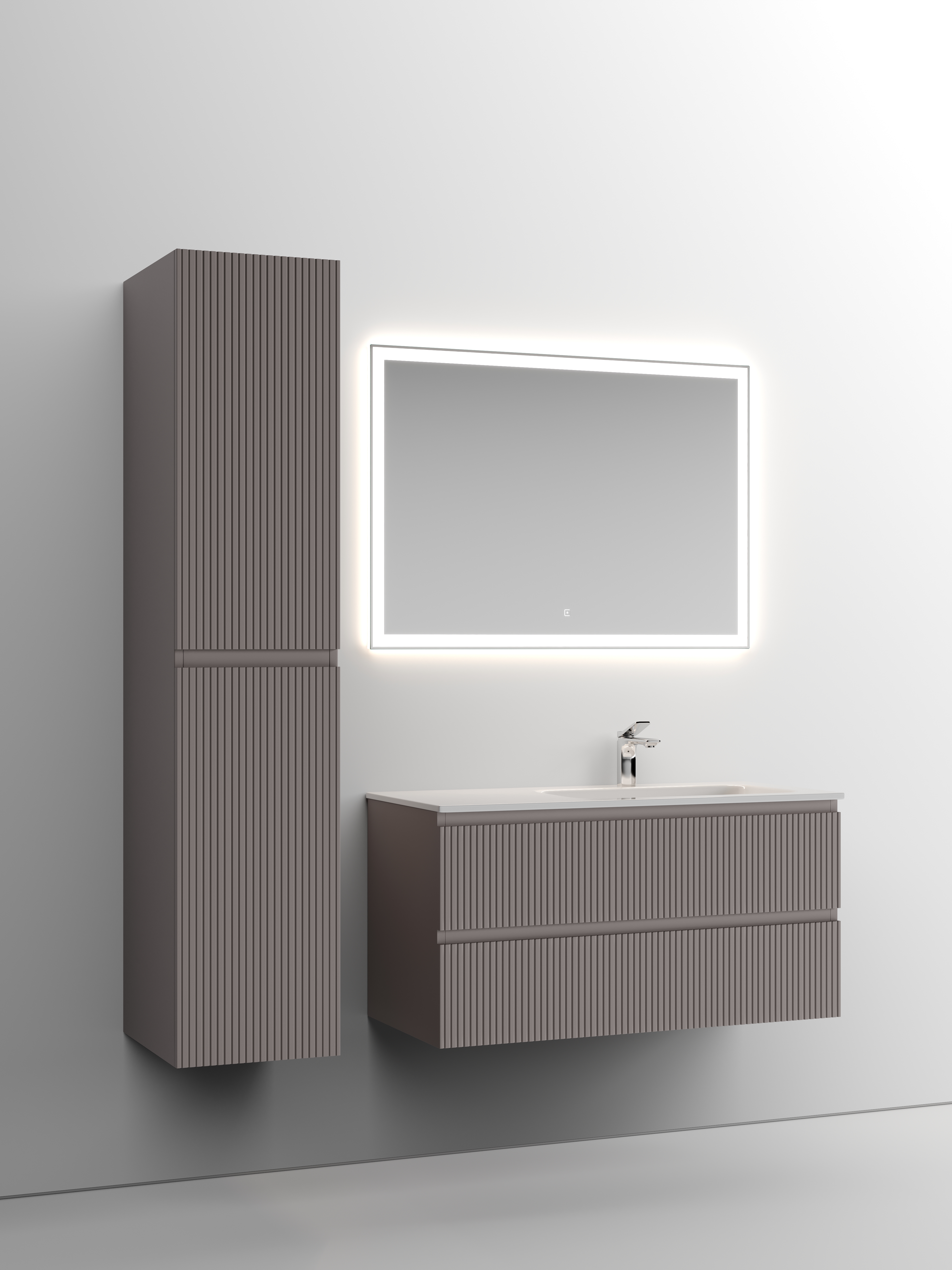 Мебель для ванной комнаты Sancos Snob T 102 см подвесная, Doha Soft, цвет коричневый SNT100RSM - фото 3