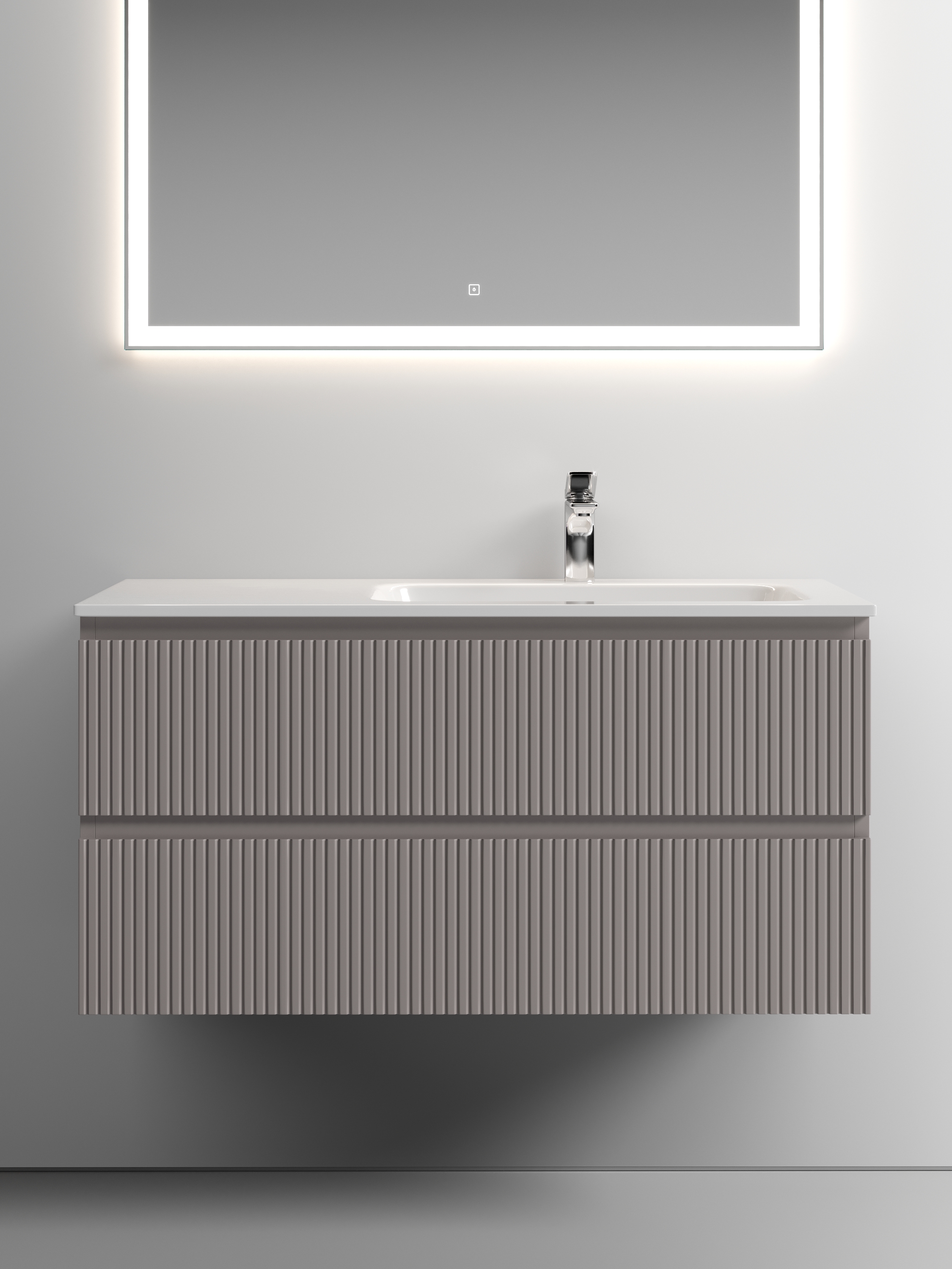 Мебель для ванной комнаты Sancos Snob T 102 см подвесная, Doha Soft, цвет коричневый SNT100RSM - фото 4