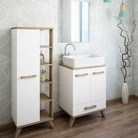 Мебель для ванной комнаты Sanflor Ингрид 60 см напольная, белая, вяз швейцарский