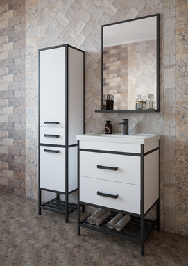 Мебель для ванной комнаты Sanflor Норд 60 см напольная, белая, черная