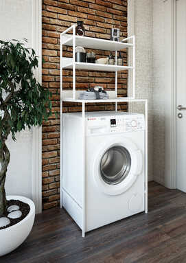 Стеллаж для хранения над стиральной машиной Sanflor Стеллаж 64 см 82613187 напольный, белый