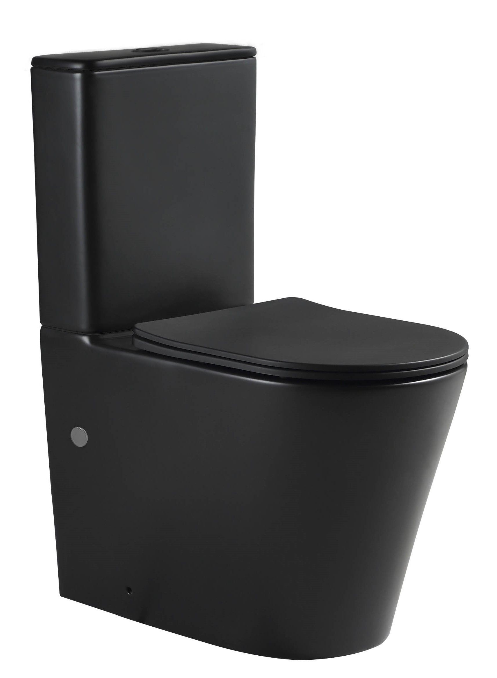 Напольный унитаз-моноблок SantiLine SL-5026MB безободковый, с сиденьем микролифт, черный, цвет хром