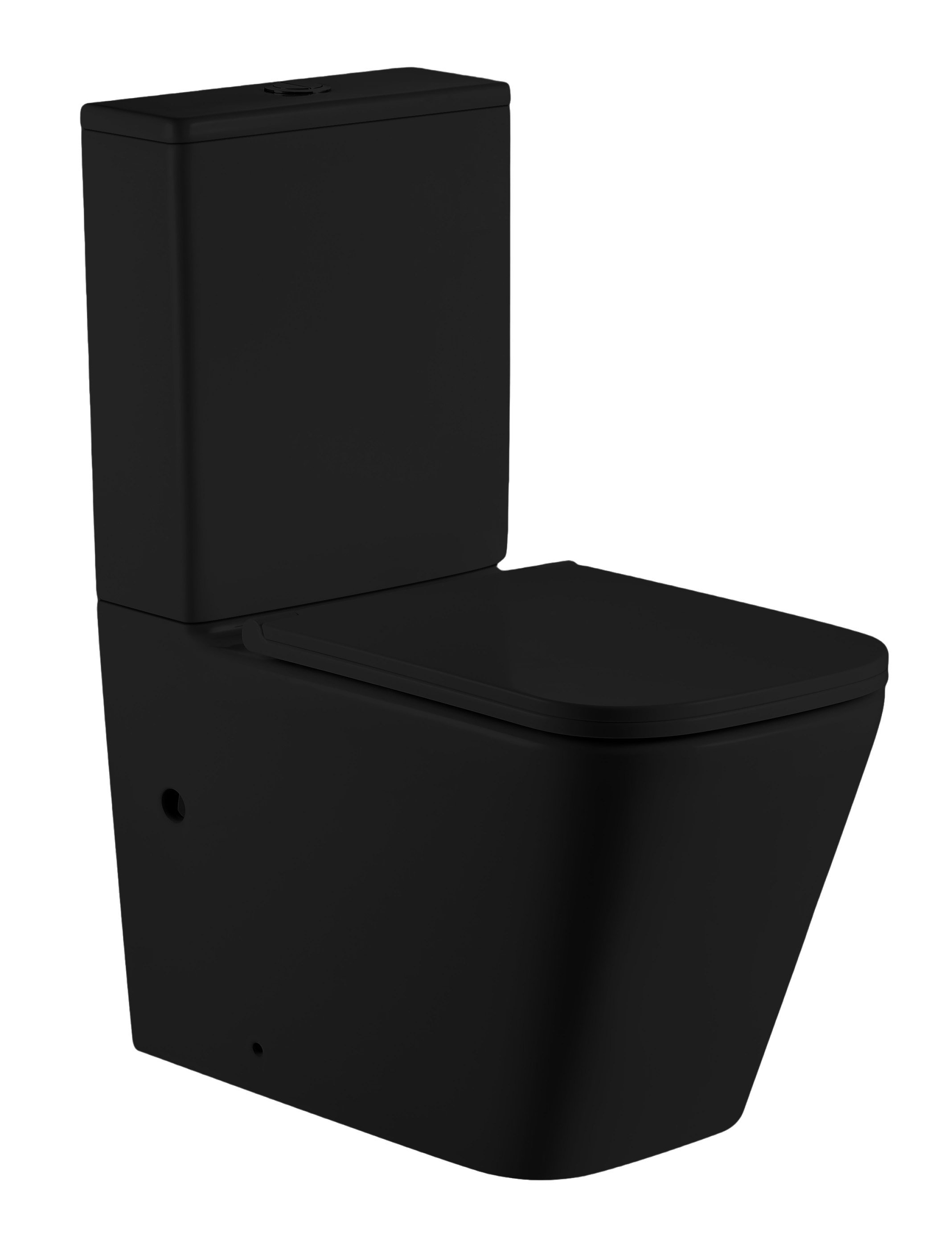 Напольный унитаз-моноблок SantiLine SL-5028MB безободковый, с сиденьем микролифт, черный, цвет хром