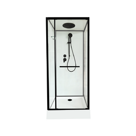 Душевая кабина SapBox 90x90 SB9091-90-02-WTR-BL стекло прозрачное, профиль черный