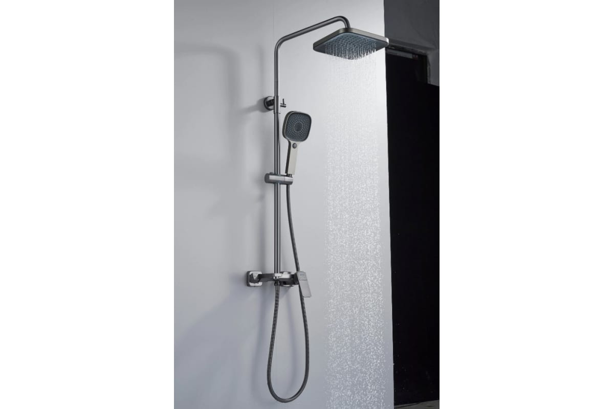 Душевая стойка Shevanik S9736T с изливом для ванны, оружейная сталь, цвет серый - фото 9