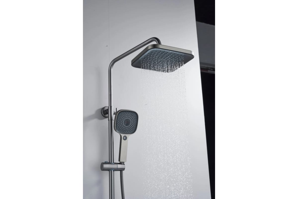 Душевая стойка Shevanik S9736T с изливом для ванны, оружейная сталь, цвет серый - фото 11