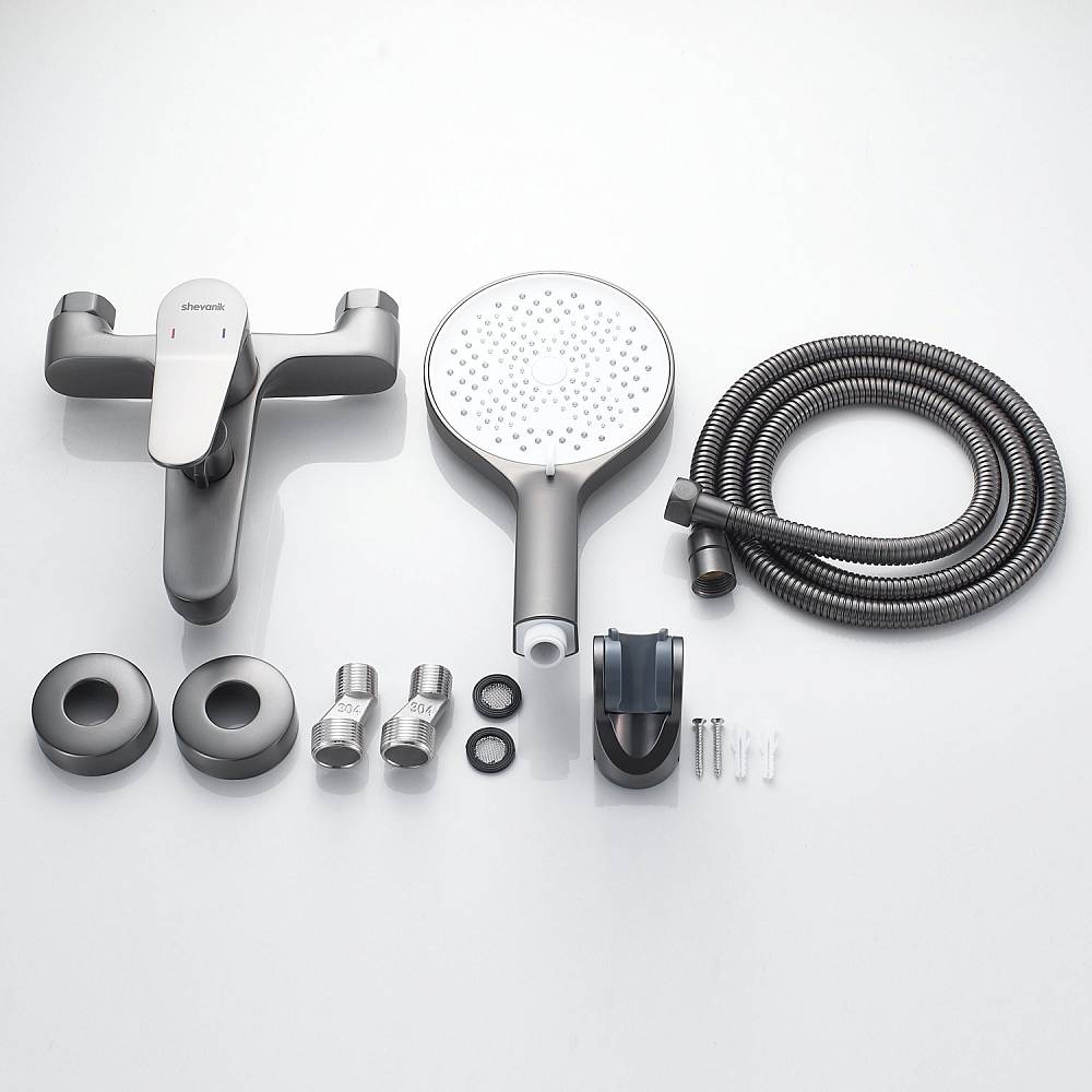 Смеситель для ванны c душем Shevanik S6202T оружейная сталь