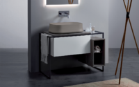 Мебель для ванной Simas Frame FM 1 105 белая, столешница серый ясень, напольная