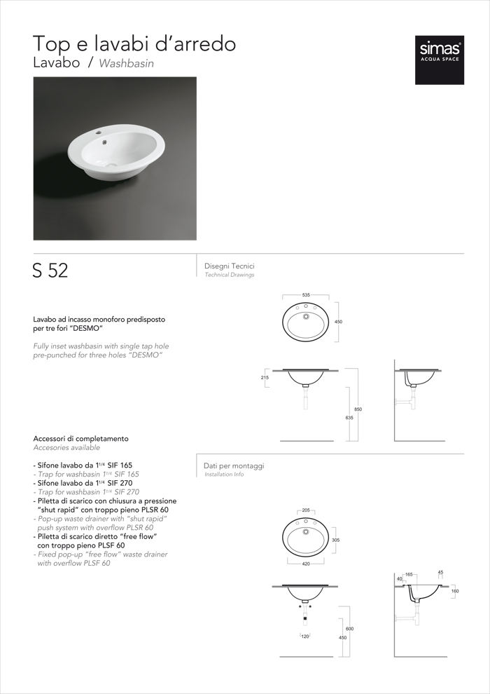 Раковина Simas S52bi*1, цвет белый - фото 2