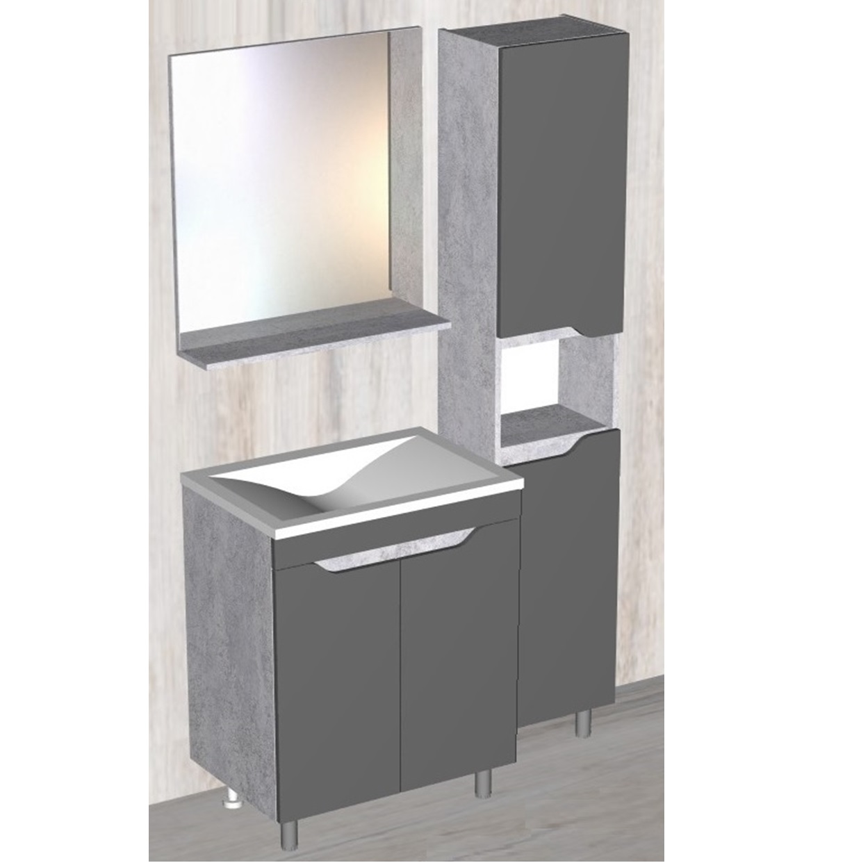 Мебель для ванной комнаты Stella Polar Абигель 65 цемент матовый, цвет серый SP-00001079 - фото 2
