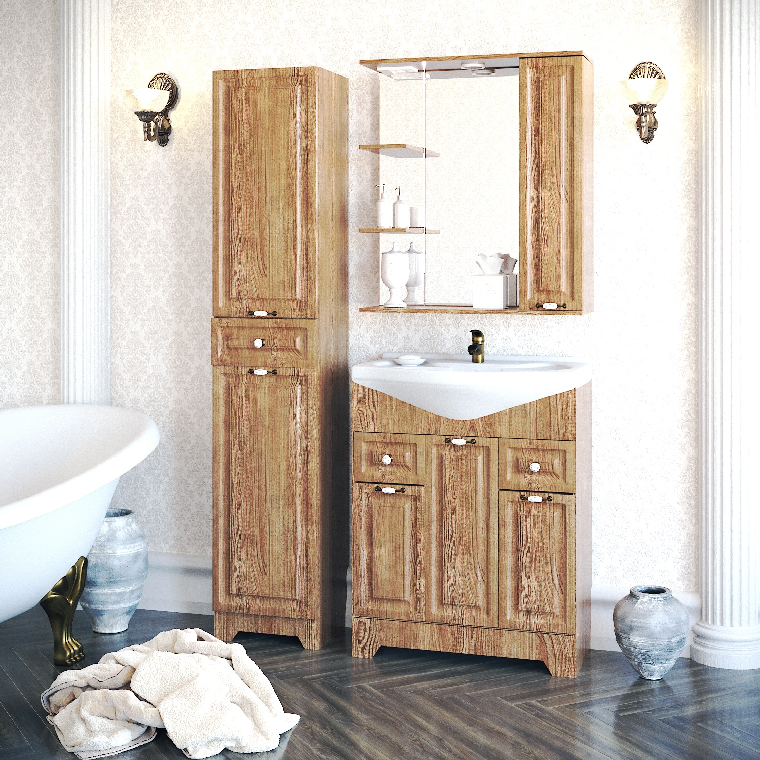 Мебель для ванной комнаты Stella Polar Кармела 75 см карпатская ель, цвет коричневый SP-00000179 - фото 2
