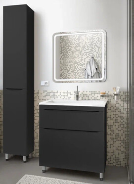 Фото Мебель для ванной Style Line Бергамо 90 люкс черный антискрейтч напольный