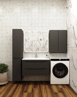 Фото Мебель для ванной Style Line Бергамо 90 люкс черный антискрейтч подвесной