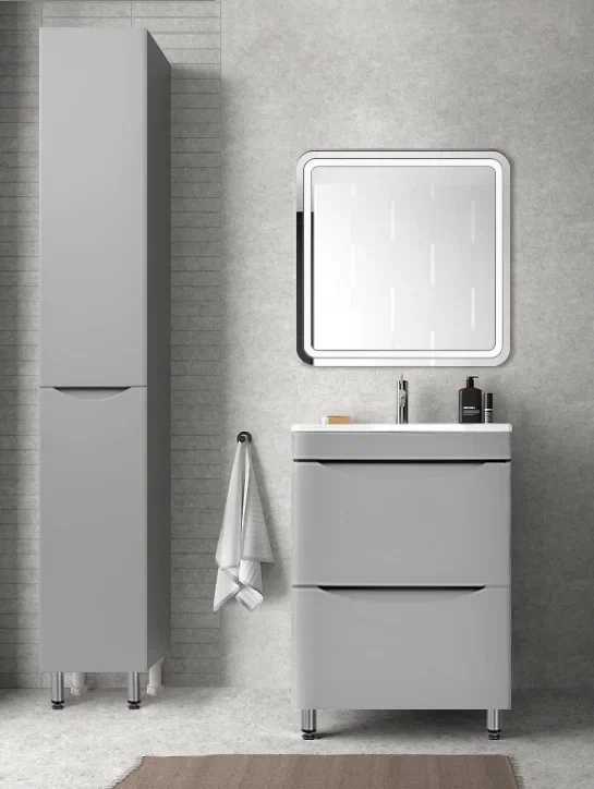 Мебель для ванной Style Line Бергамо 90 люкс серый антискрейтч напольный, цвет белый СС-00002362 - фото 3