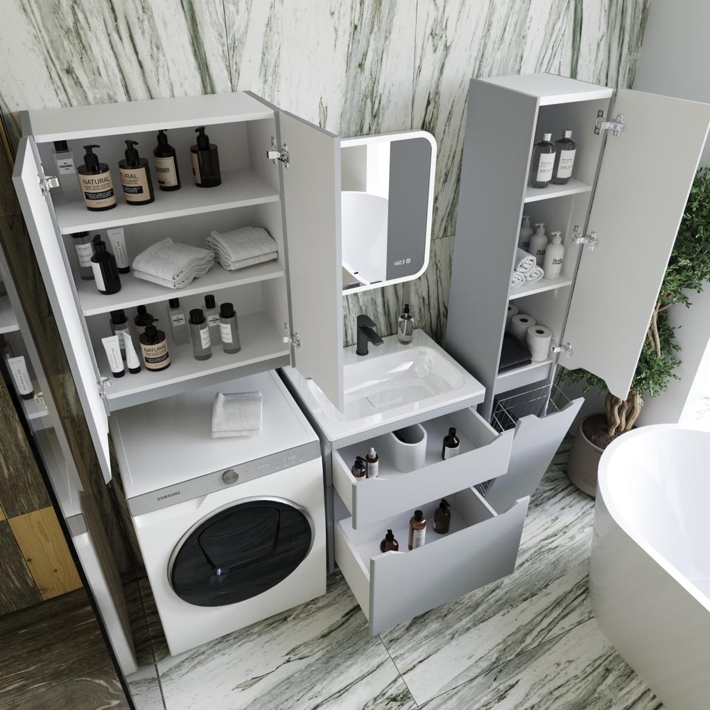 Мебель для ванной комнаты Style Line Марелла 60 см Люкс антискрейтч серый, напольная, цвет белый СС-00002397 - фото 3