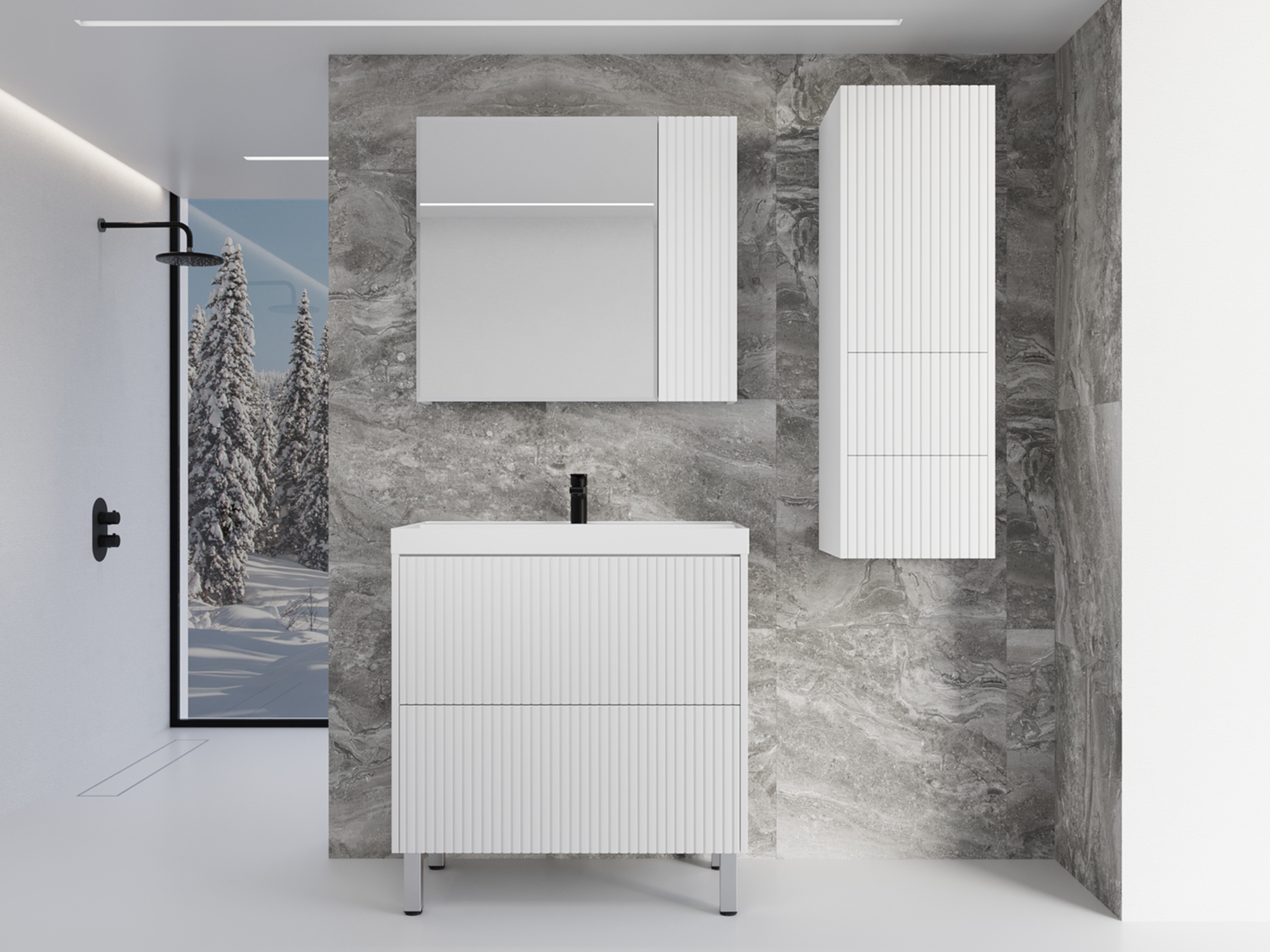 Мебель для ванной комнаты Style Line Стокгольм 80 см напольная, белая, цвет белый