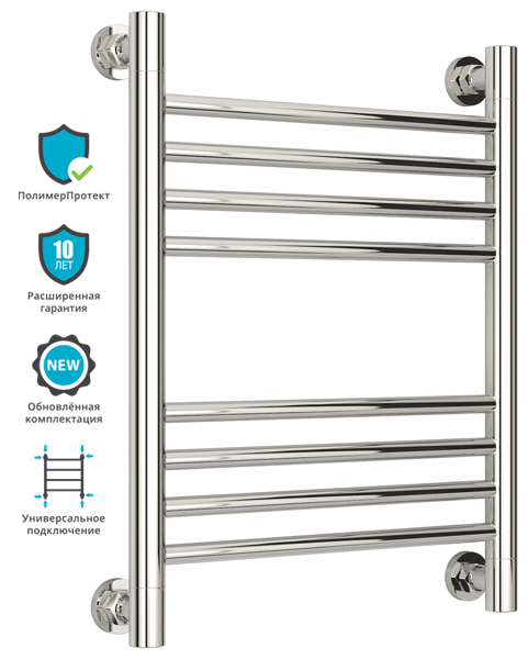 Полотенцесушитель Сунержа Богема +  с защитой от блуждающих токов прямой 50х40, хром, размер 56х45